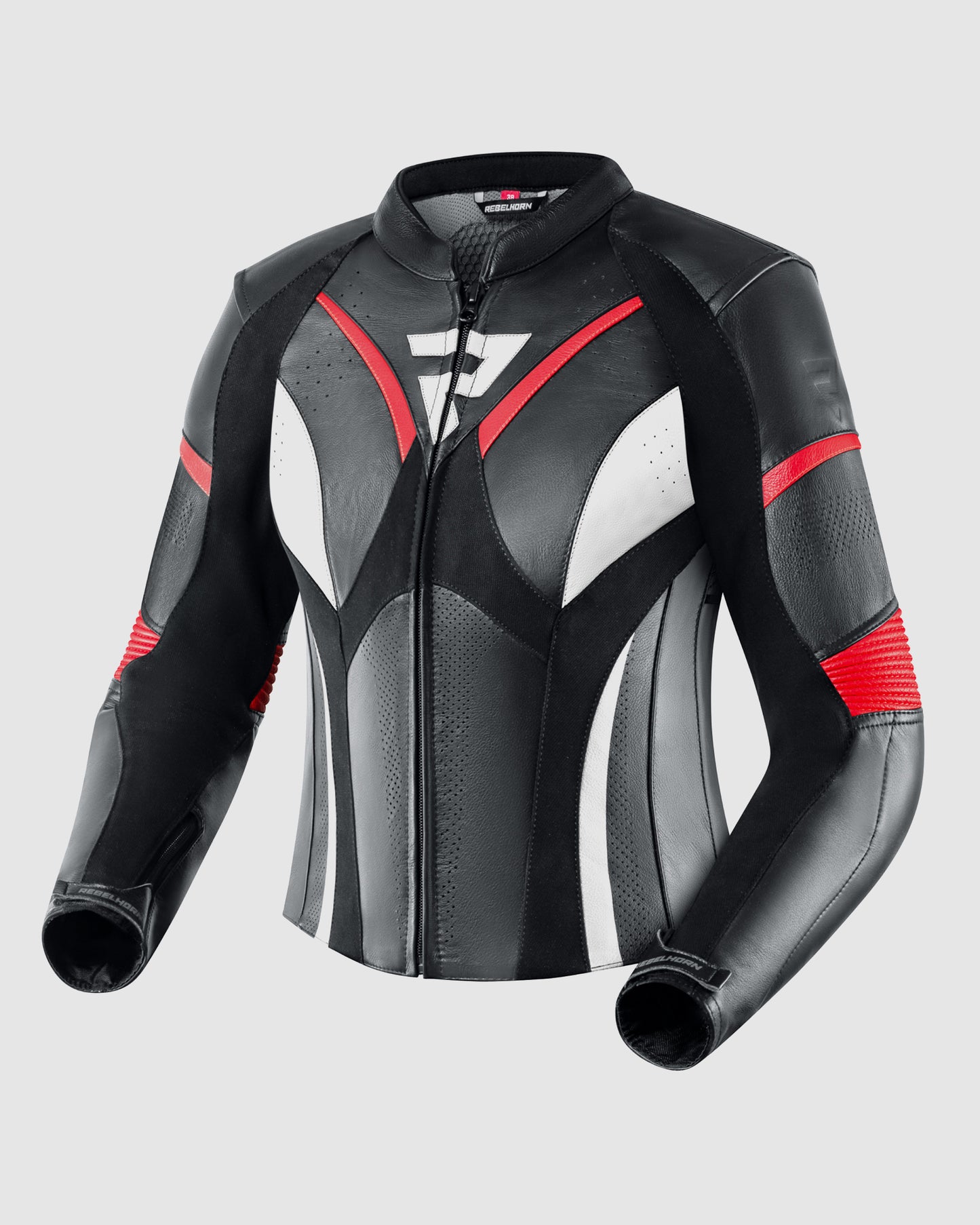 Rebel Damen Motorradjacke Rot Weiß