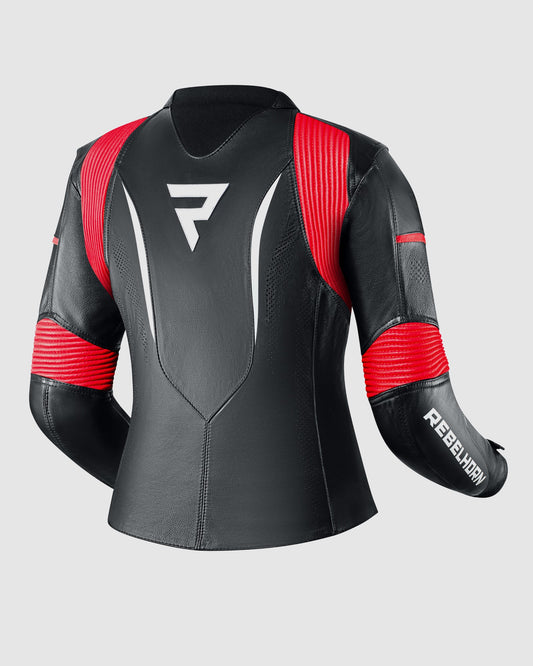 Rebel Damen Motorradjacke Rot Weiß