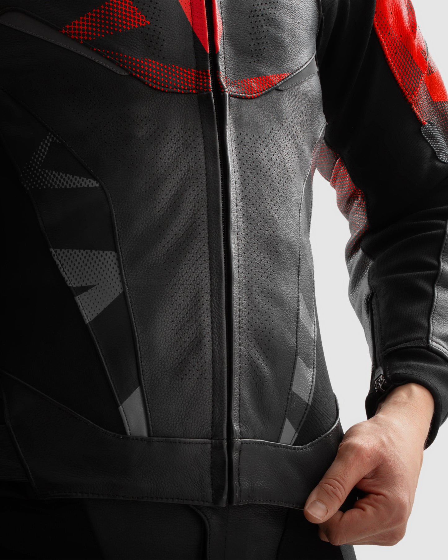 Inferno Leder-Motorradjacke Rot
