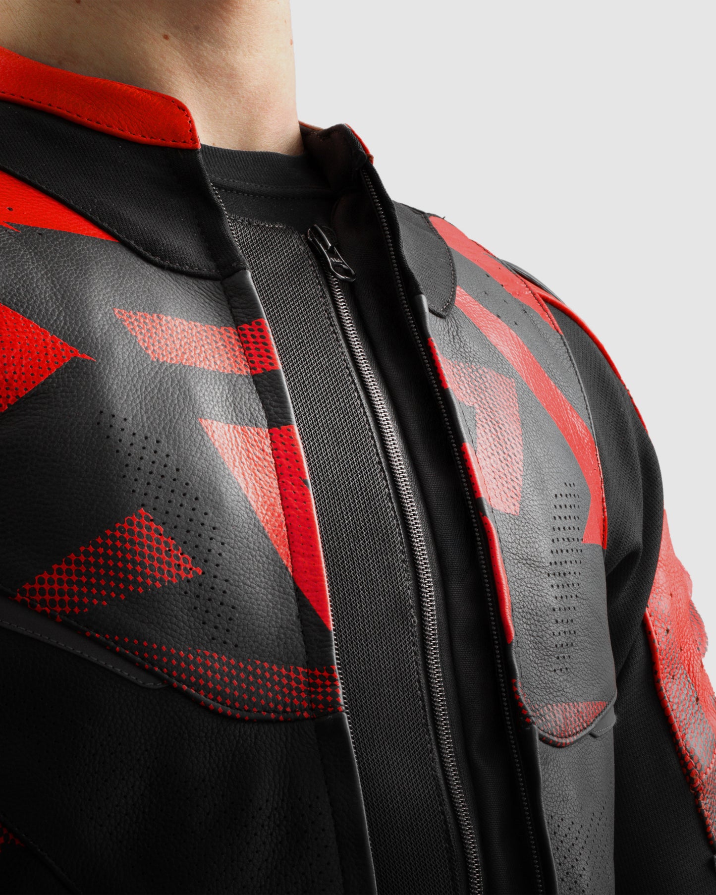 Inferno Leder-Motorradjacke Rot