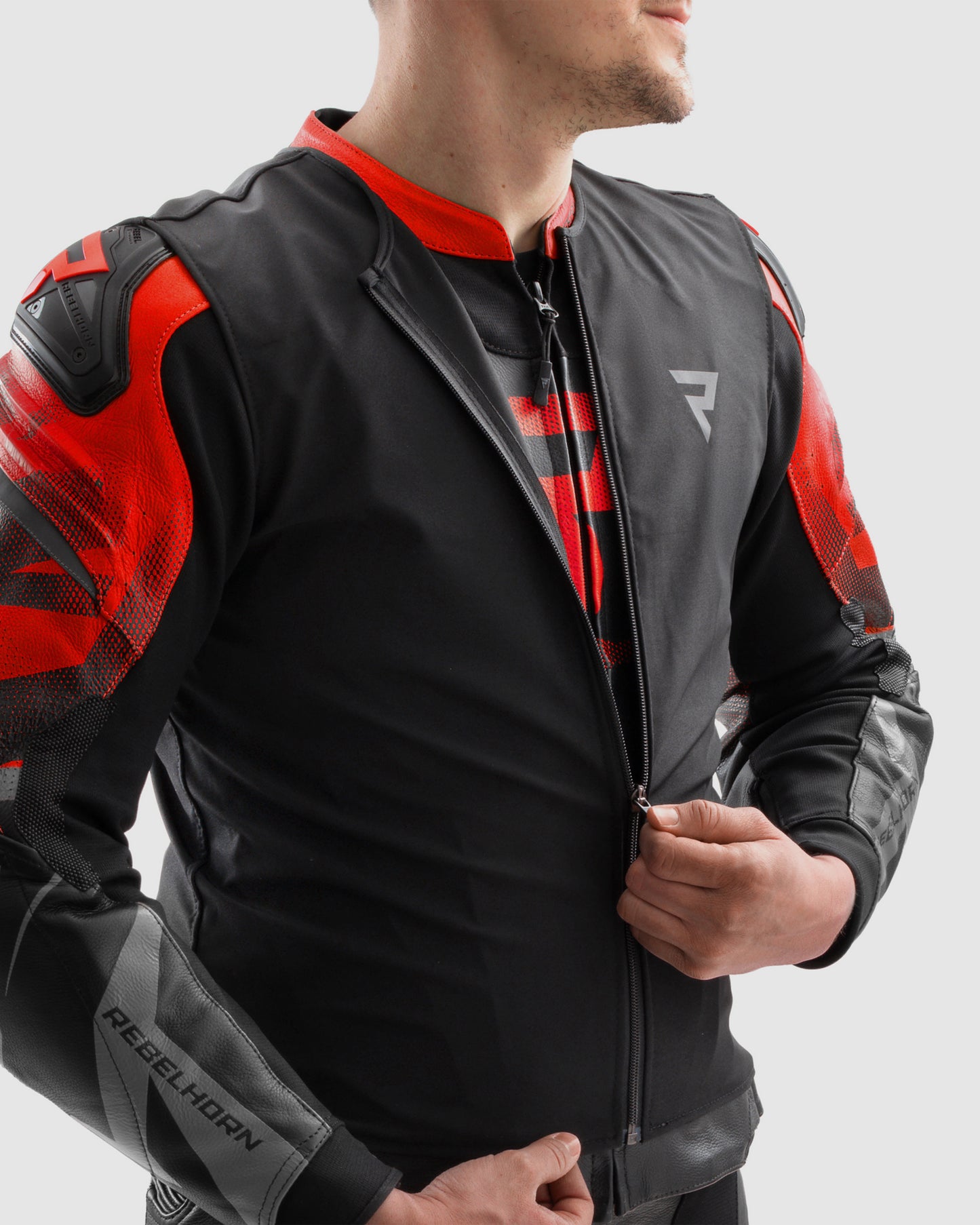 Inferno Leder-Motorradjacke Rot
