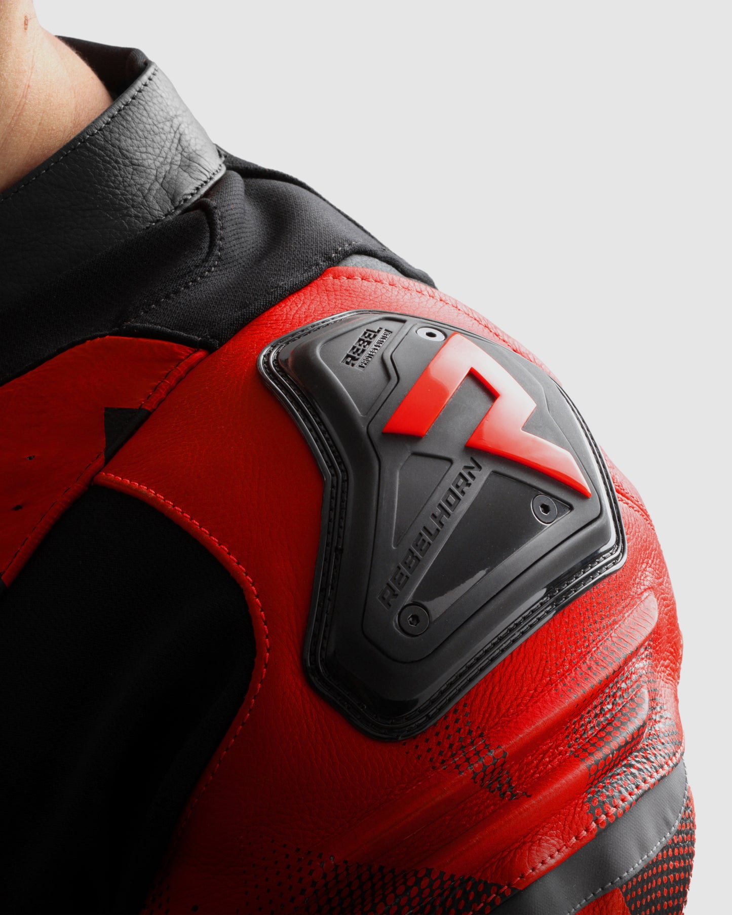 Inferno Leder-Motorradjacke Blau Rot