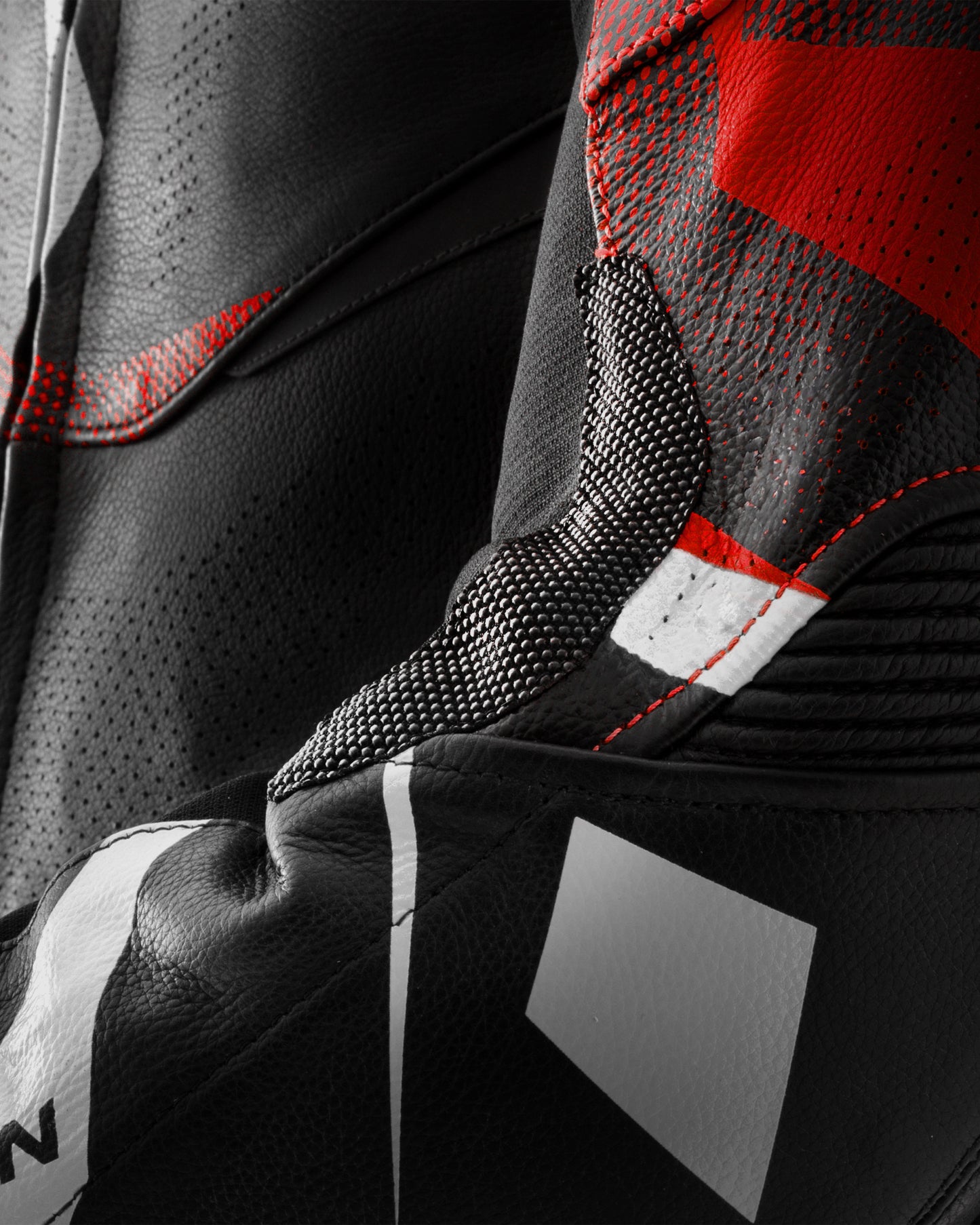 Inferno Leder-Motorradjacke Blau Rot