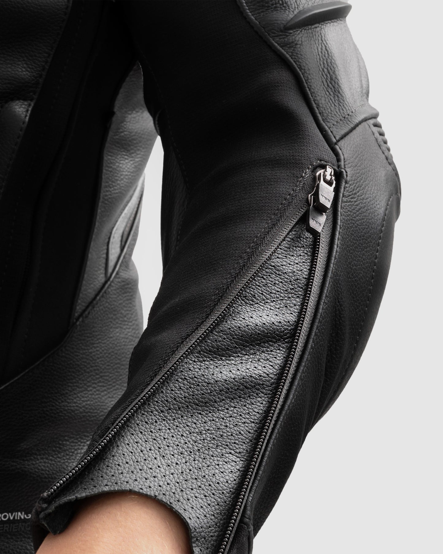 Veloce Leder-Motorradjacke Schwarz Weiß