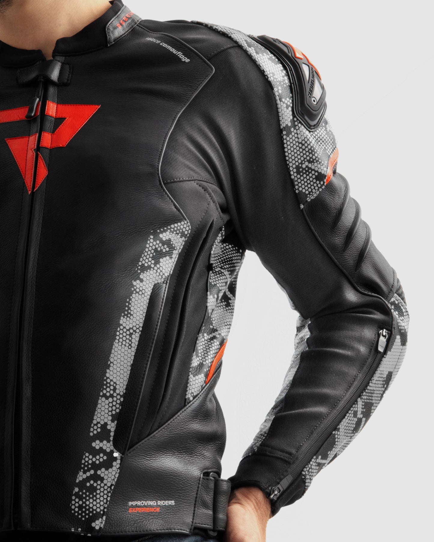 Veloce Leder-Motorradjacke Tarn Grau