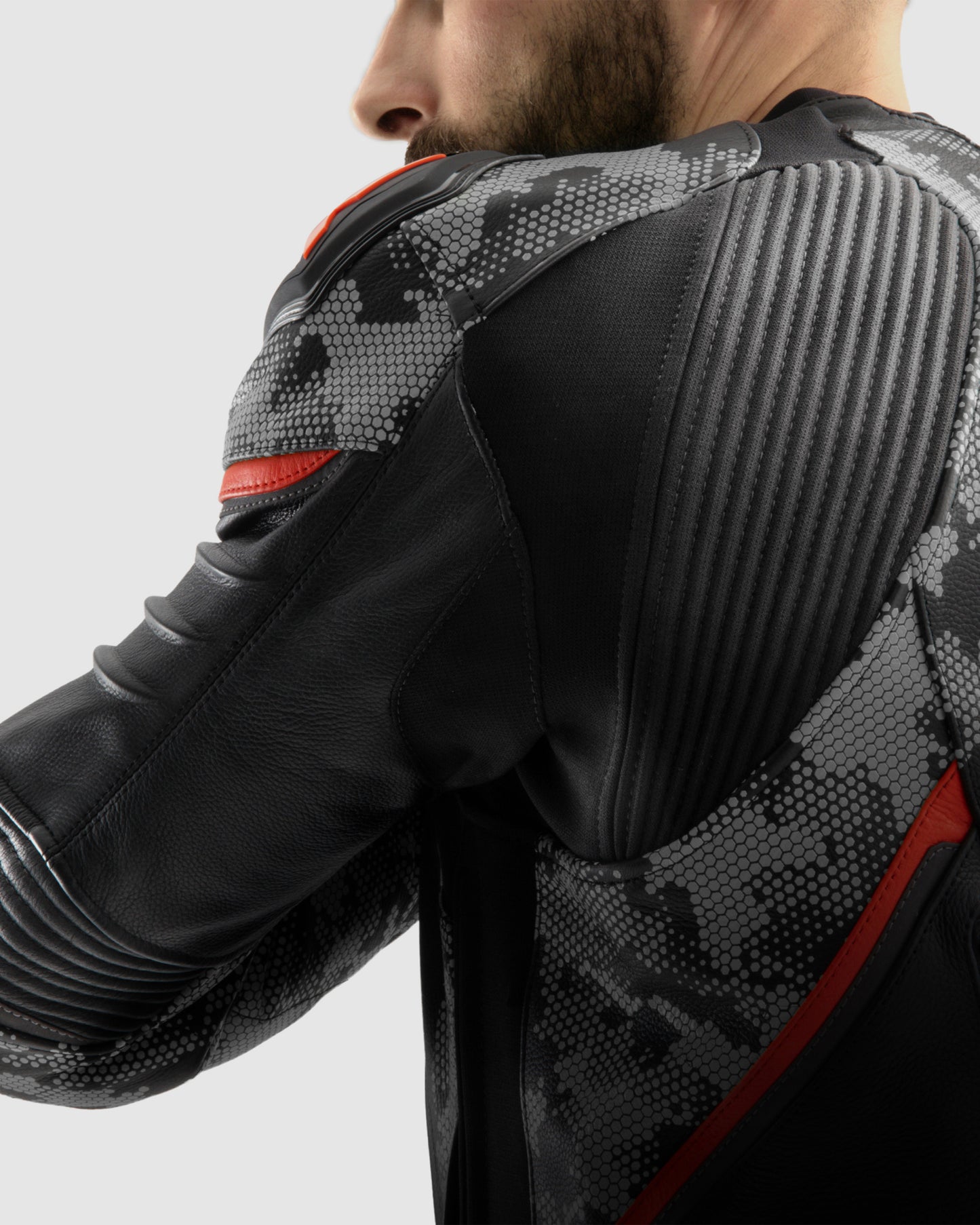 Veloce Leder-Motorradjacke Tarn Grau