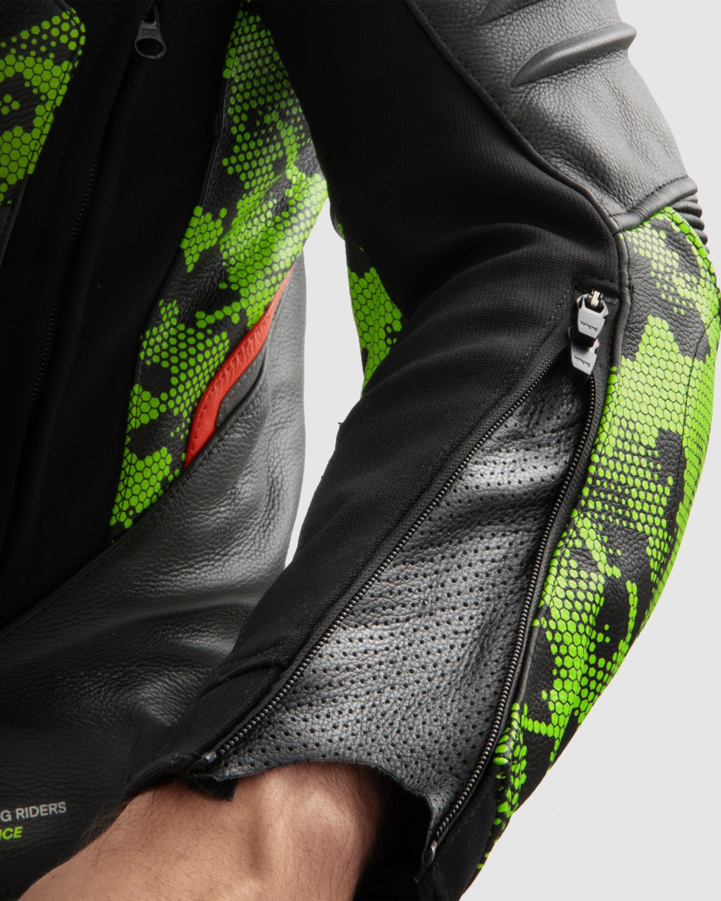 Veloce Leder-Motorradjacke Tarn Grün