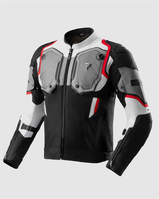 Borg II Motorradjacke Schwarz Grau Rot
