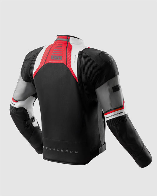 Borg II Motorradjacke Schwarz Grau Rot