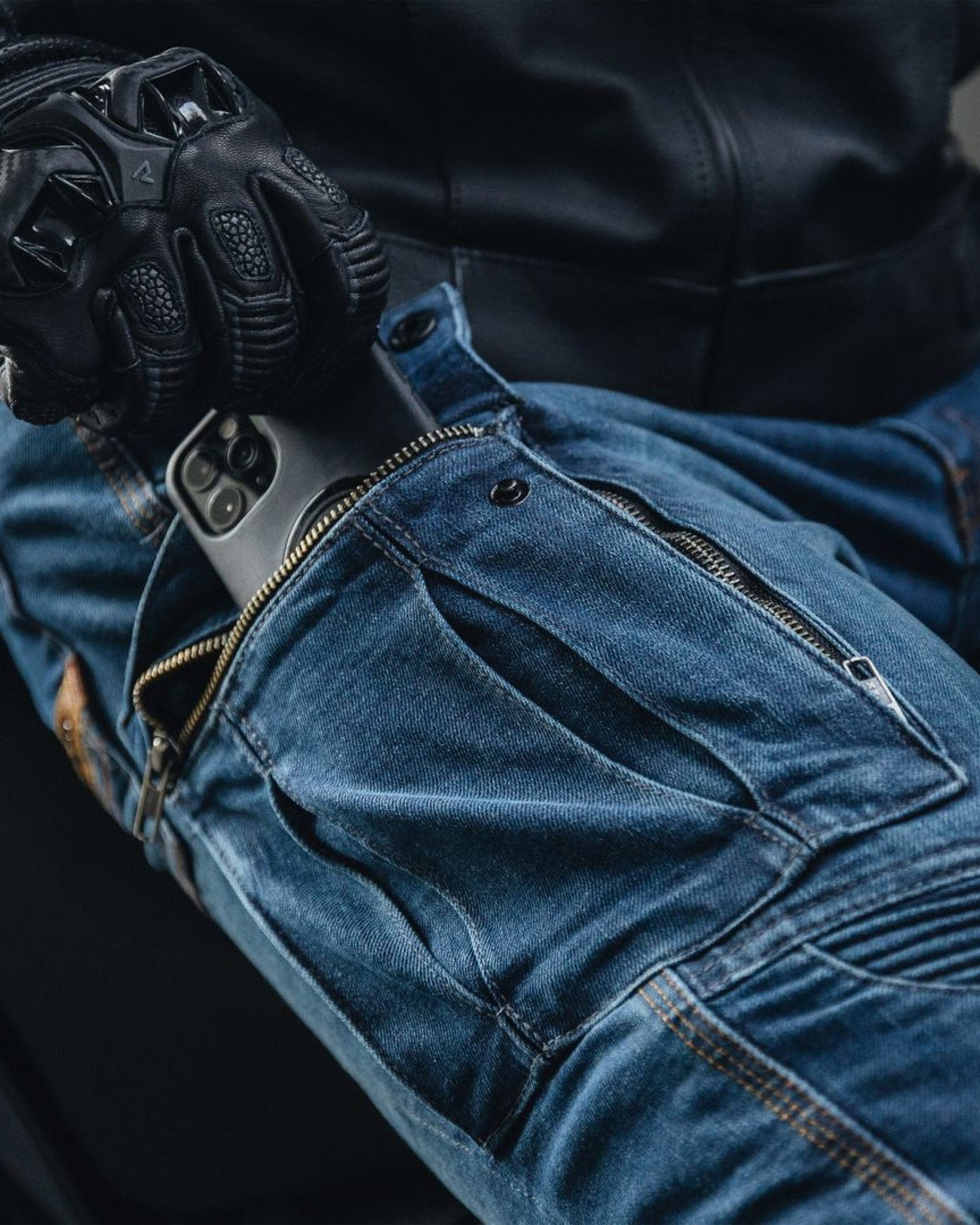 Vandal Motorrad-Jeans Blau