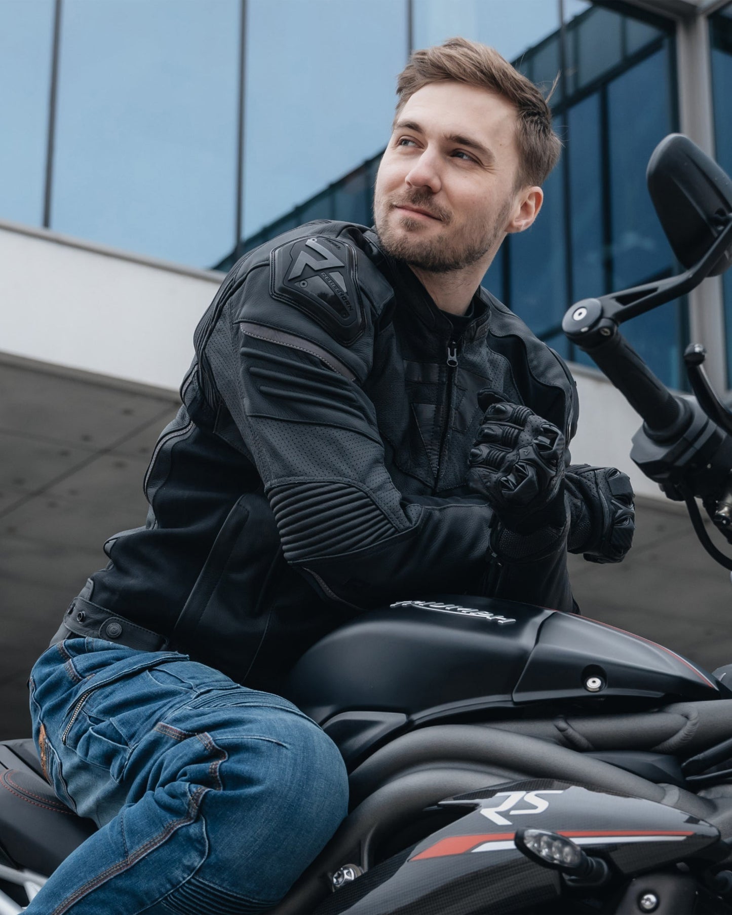 Vandal Motorrad-Lederjacke Schwarz