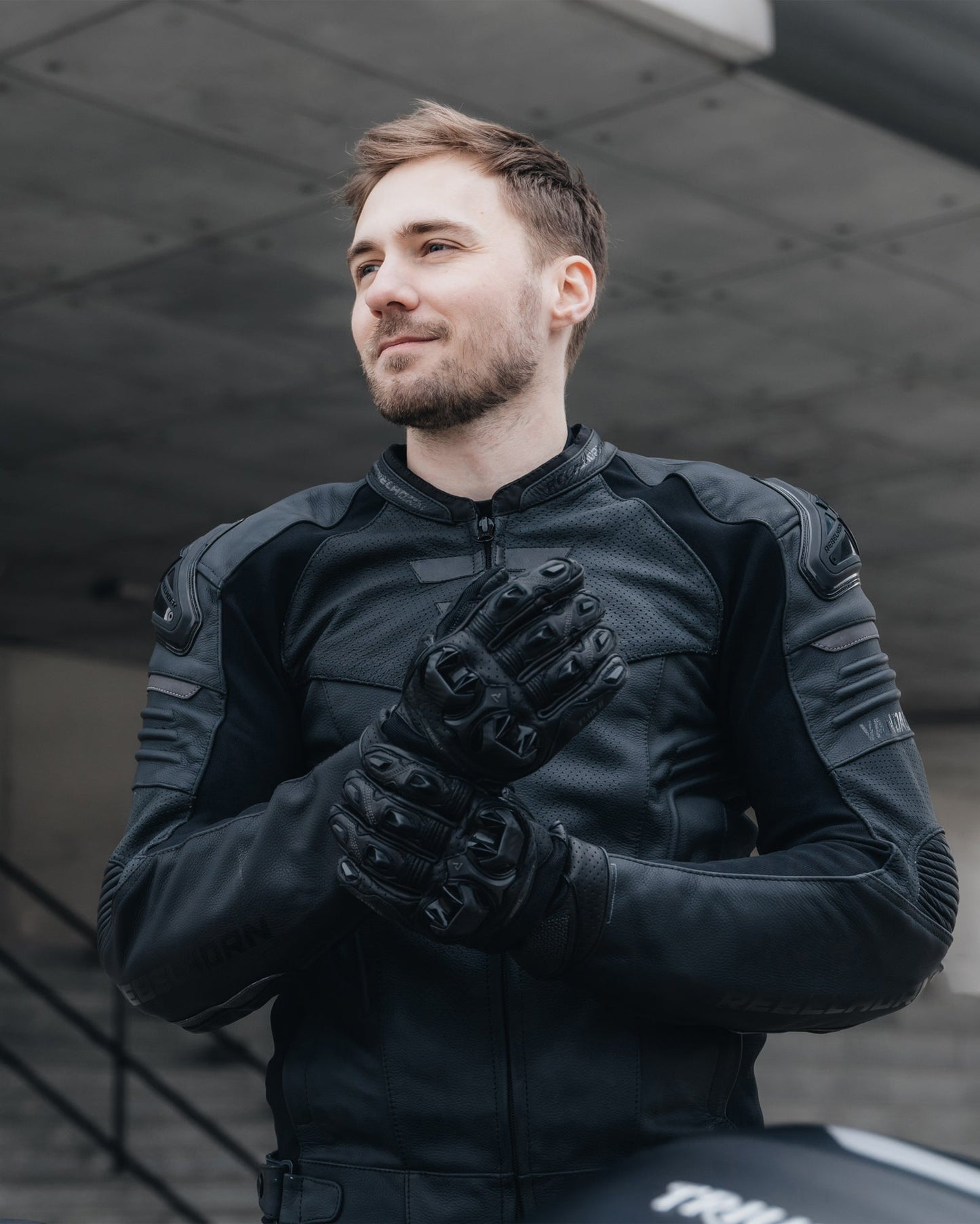 Vandal Motorrad-Lederjacke Schwarz