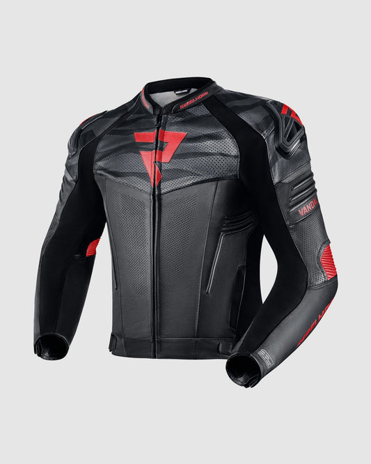 Vandal Motorrad-Lederjacke Rot