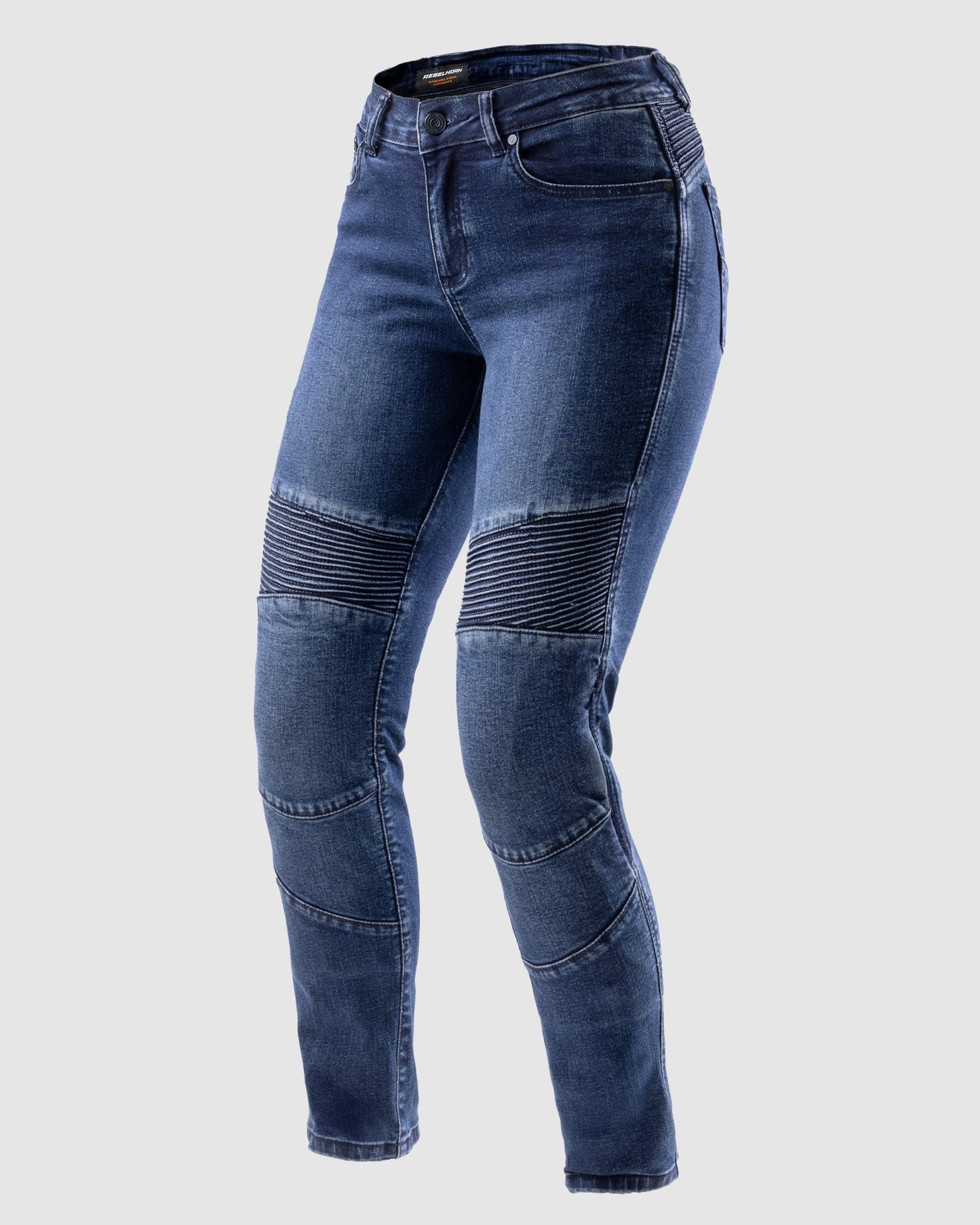 Agness 2 Mono Motorradjeans Damen Blau Gewaschen