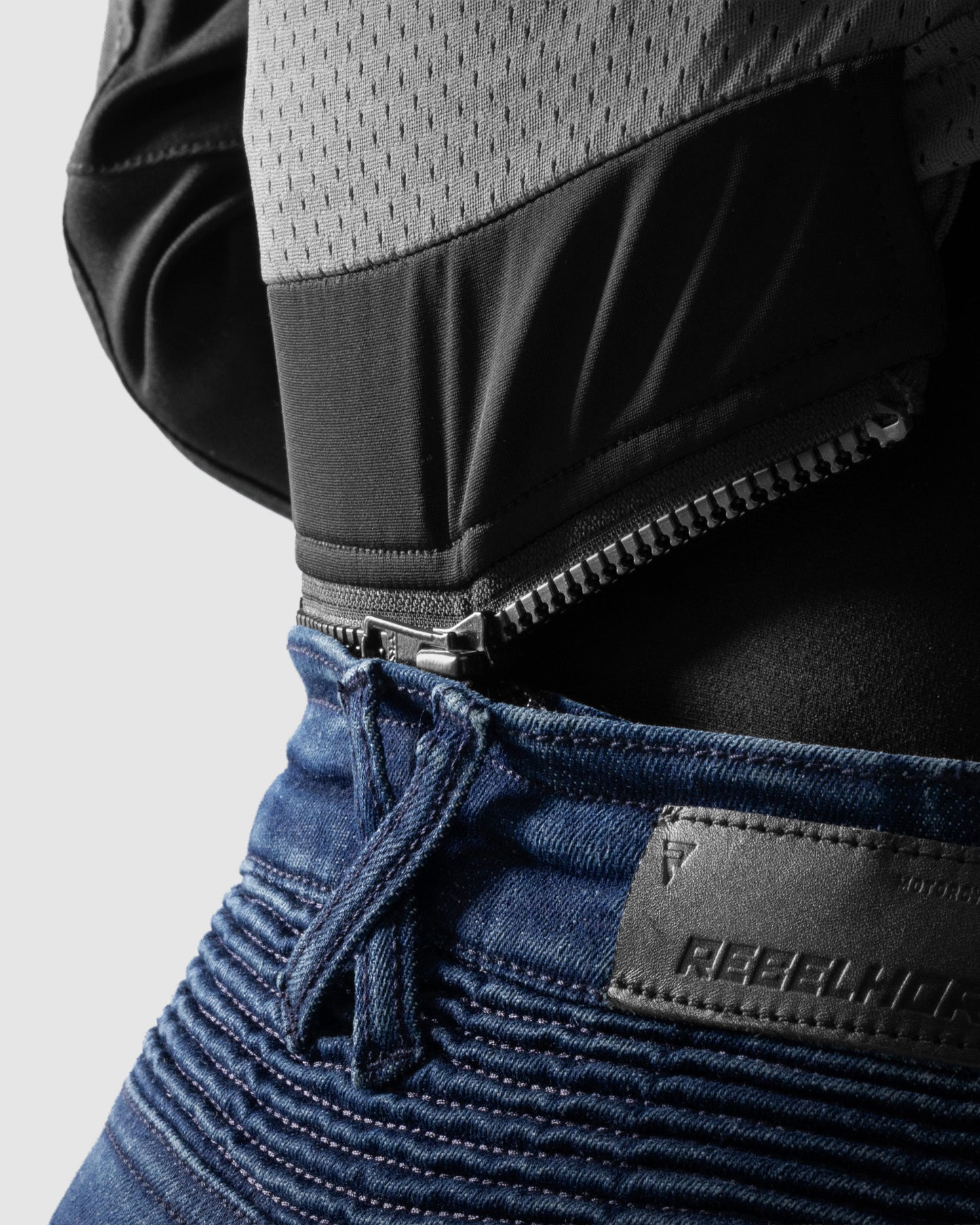 Agness 2 Mono Motorradjeans Damen Blau Gewaschen