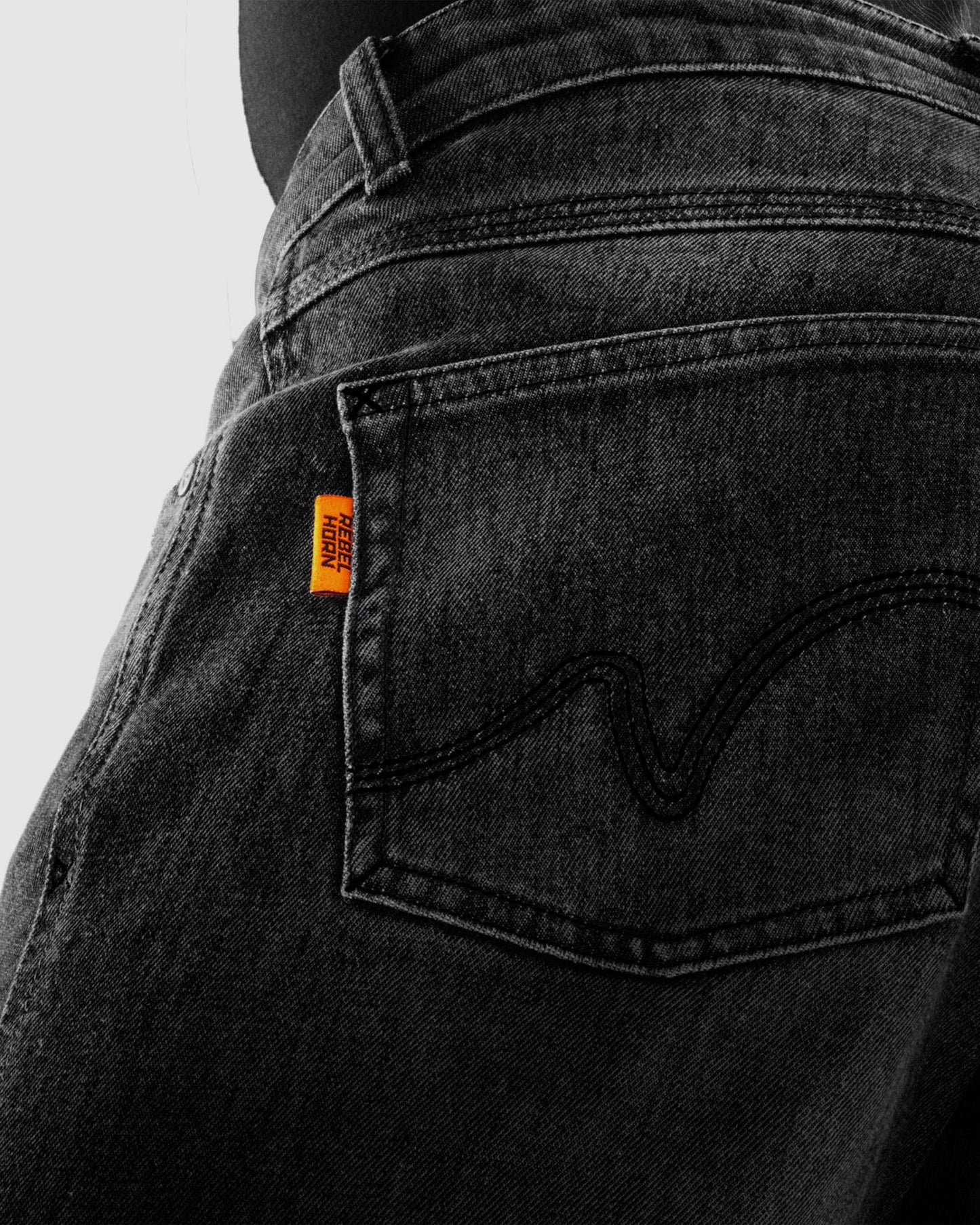 Bronco Motorrad-Jeans Schwarz Verwaschen