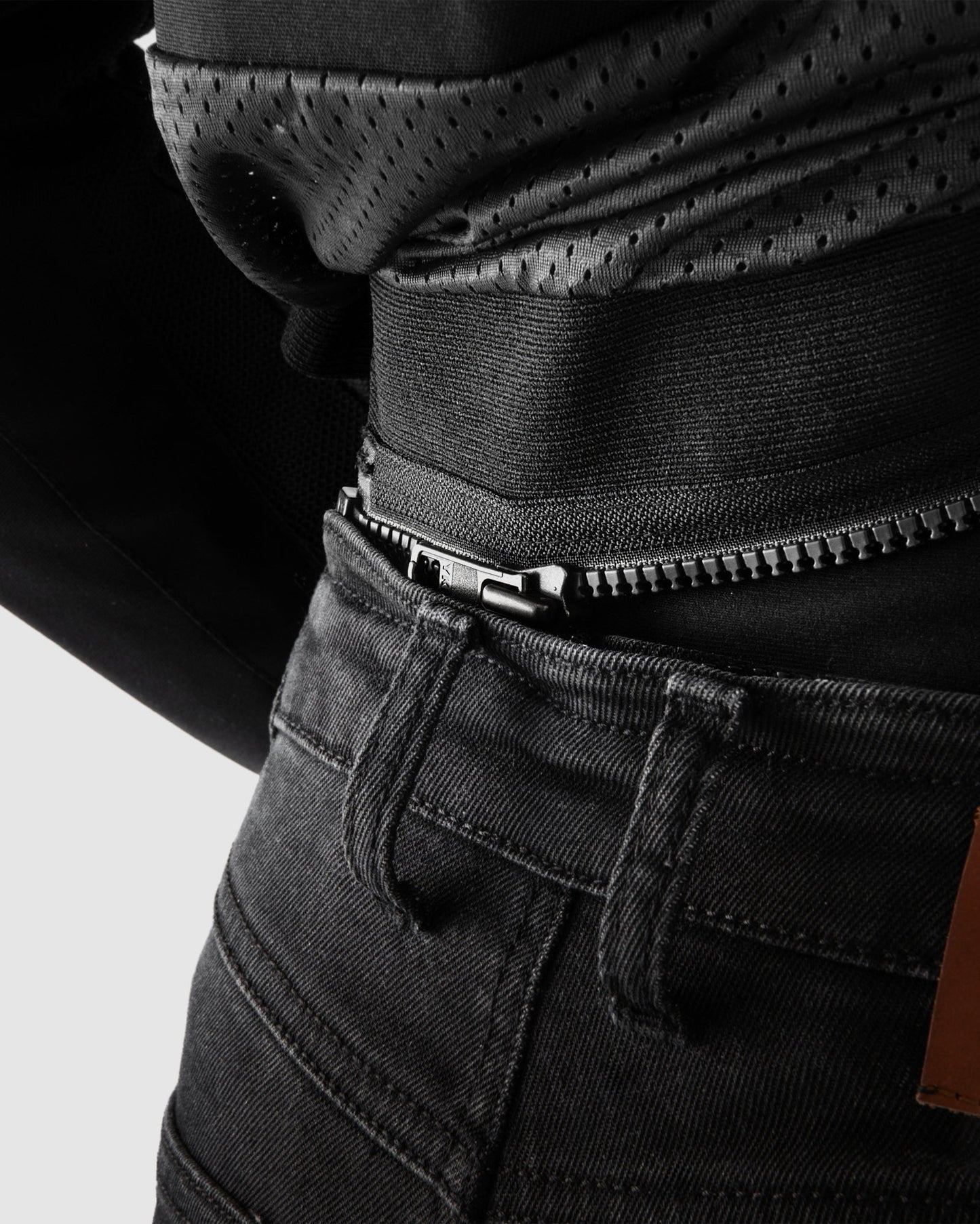 Bronco Damen Motorrad-Jeans Schwarz Verwaschen