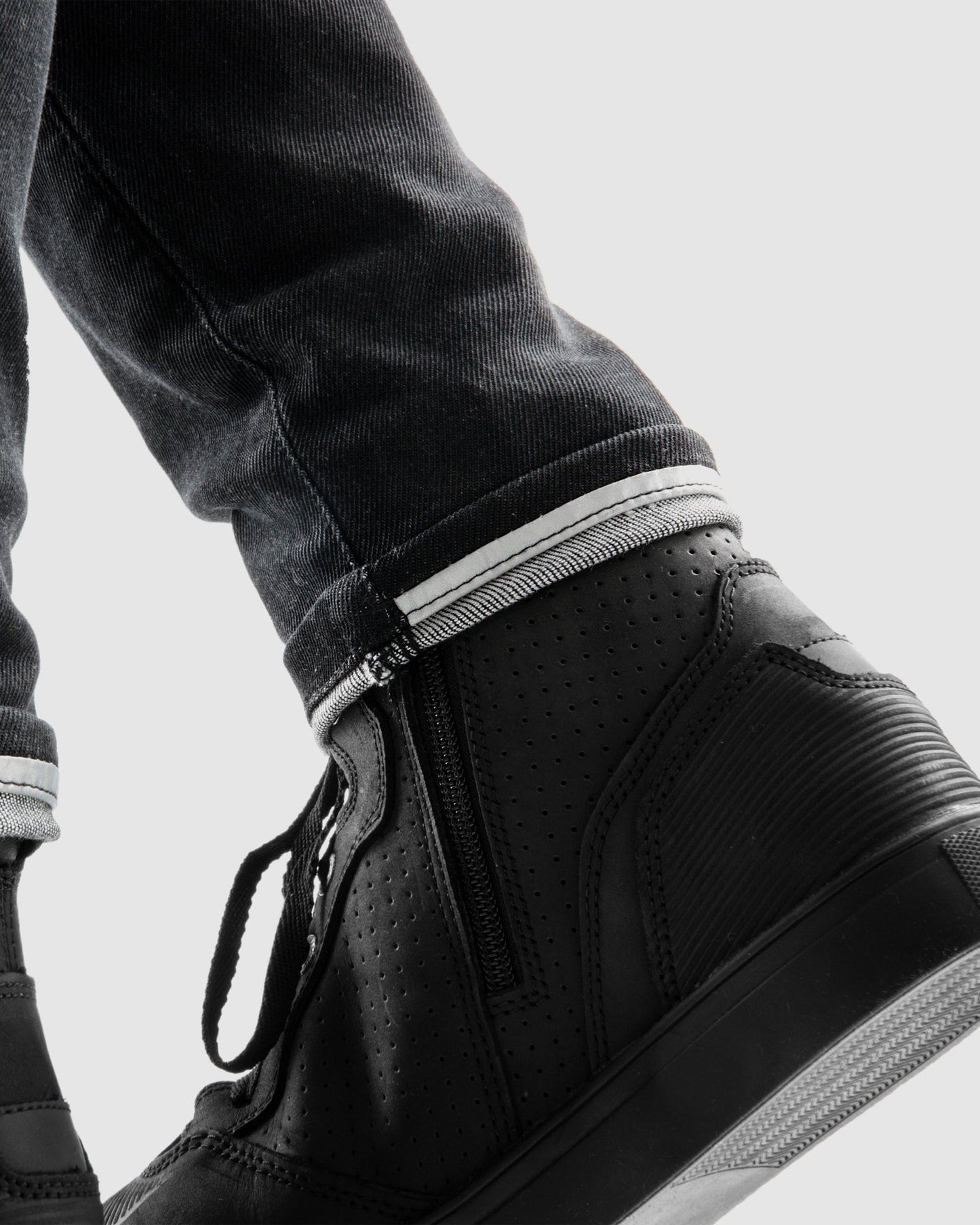 Bronco Damen Motorrad-Jeans Schwarz Verwaschen