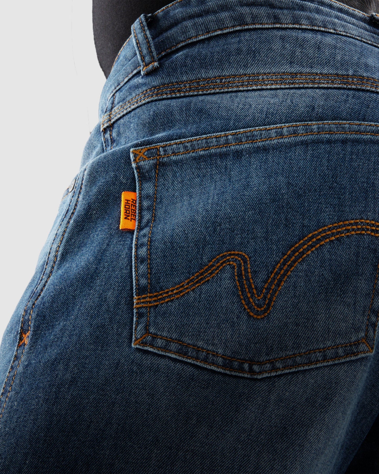 Bronco Motorrad-Jeans Blau Verwaschen