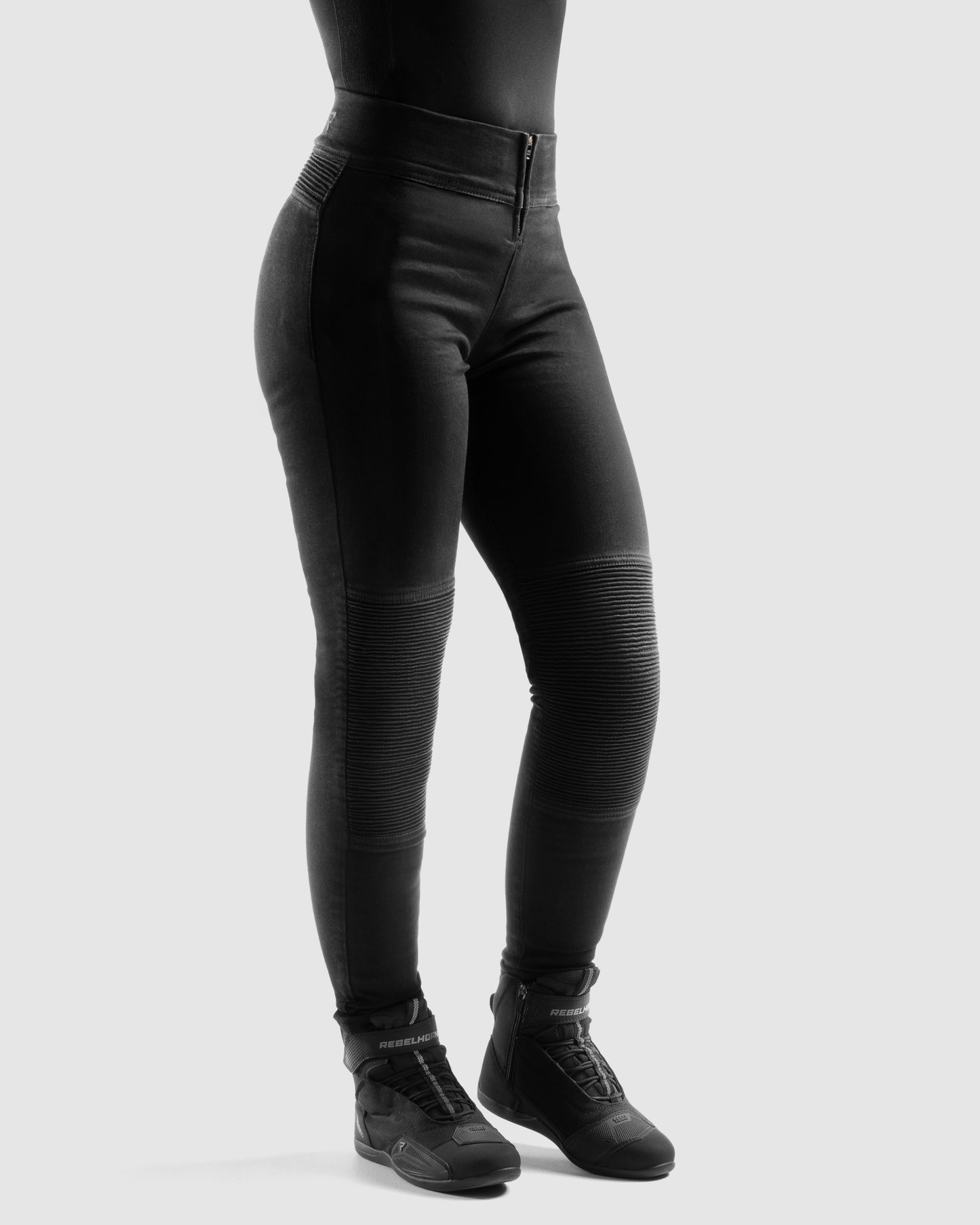 Chica Damen Motorrad Leggings Schwarz