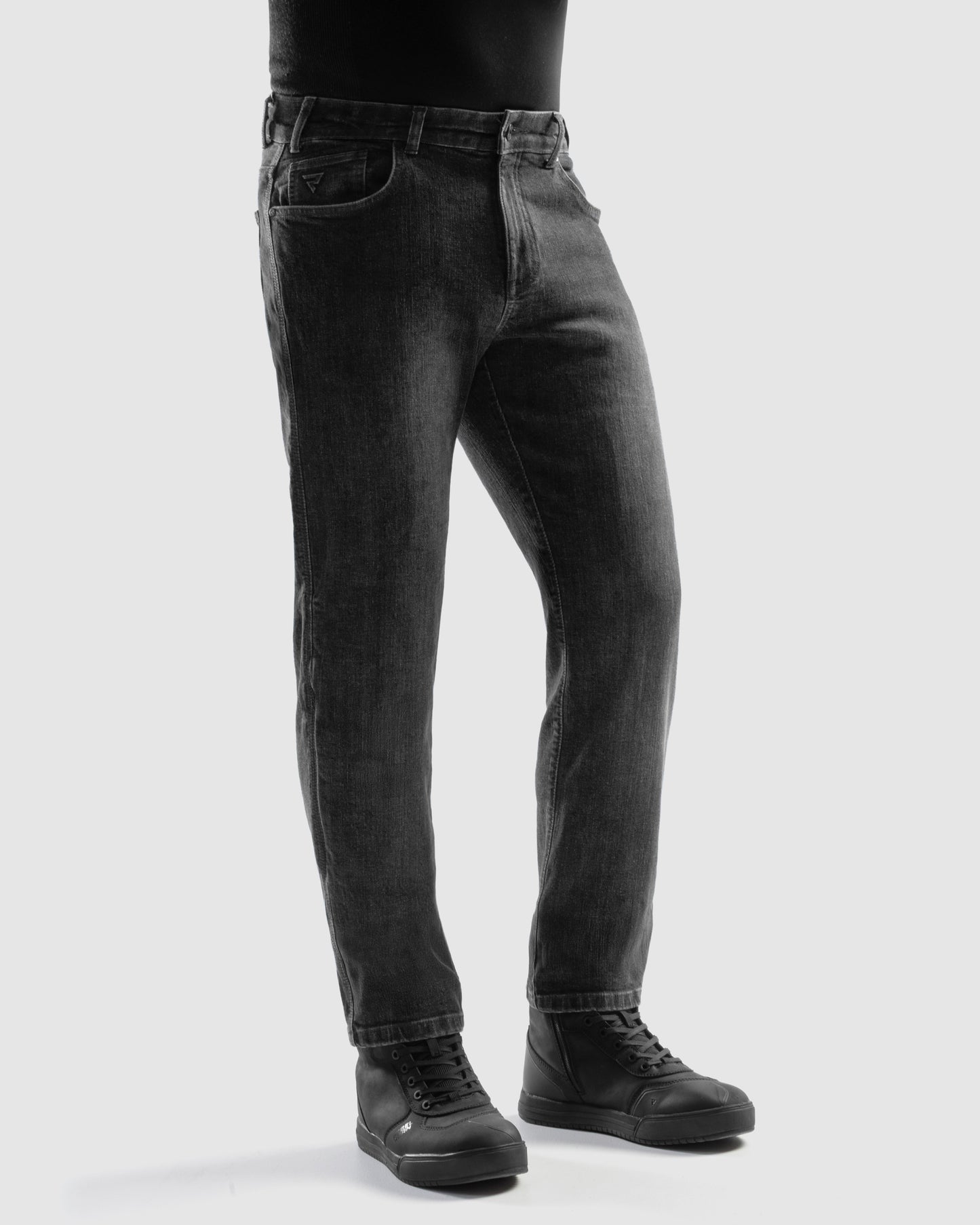 Classic Mono Motorradjeans Schwarz Gewaschen