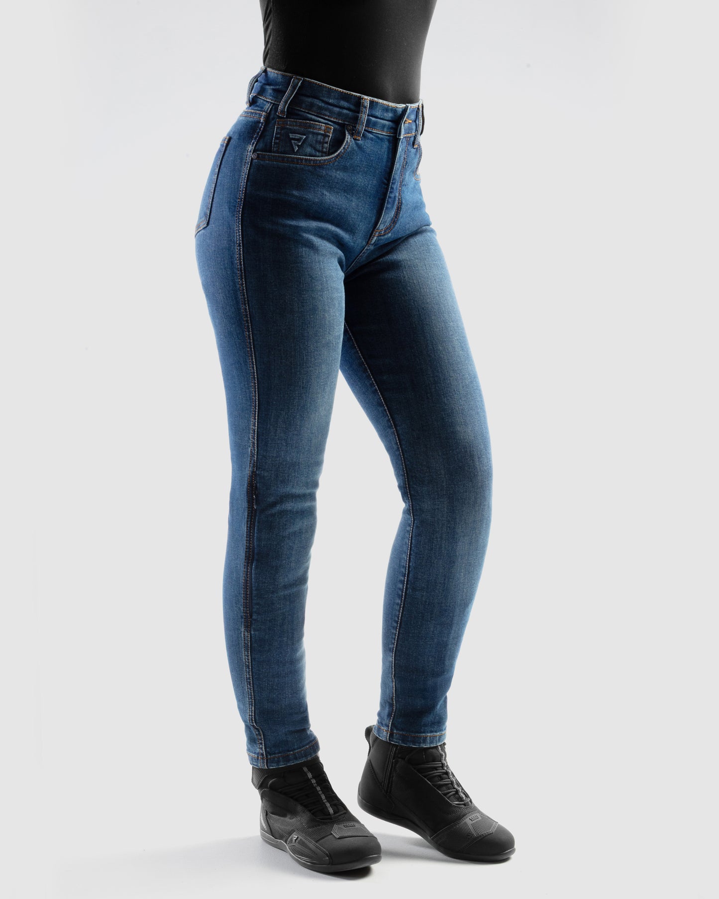Classic Mono Motorradjeans Damen Blau Gewaschen