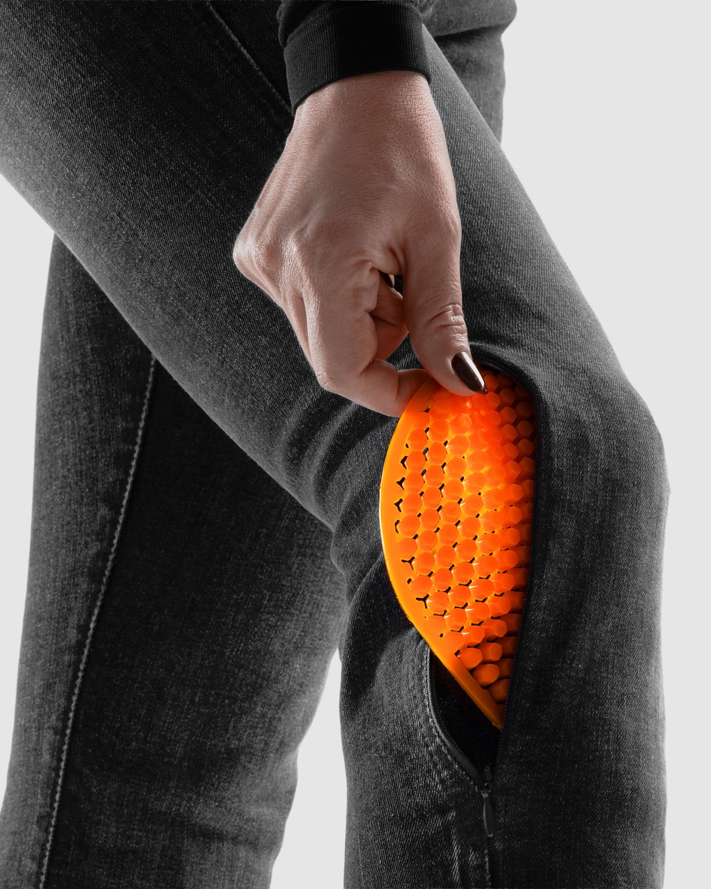 Classic Mono Motorradjeans Damen Schwarz Gewaschen