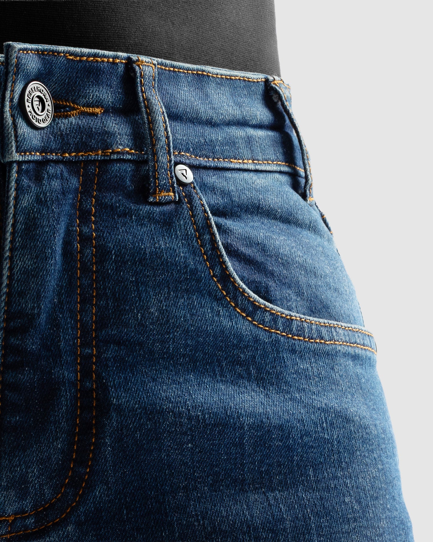 Classic Mono Motorradjeans Damen Blau Gewaschen