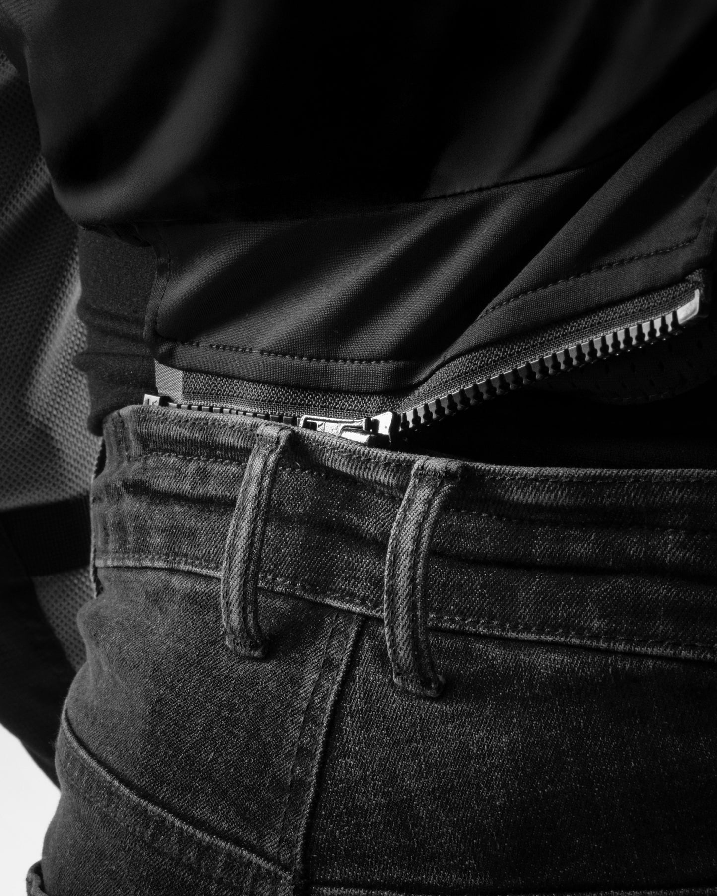 Classic Mono Motorradjeans Schwarz Gewaschen