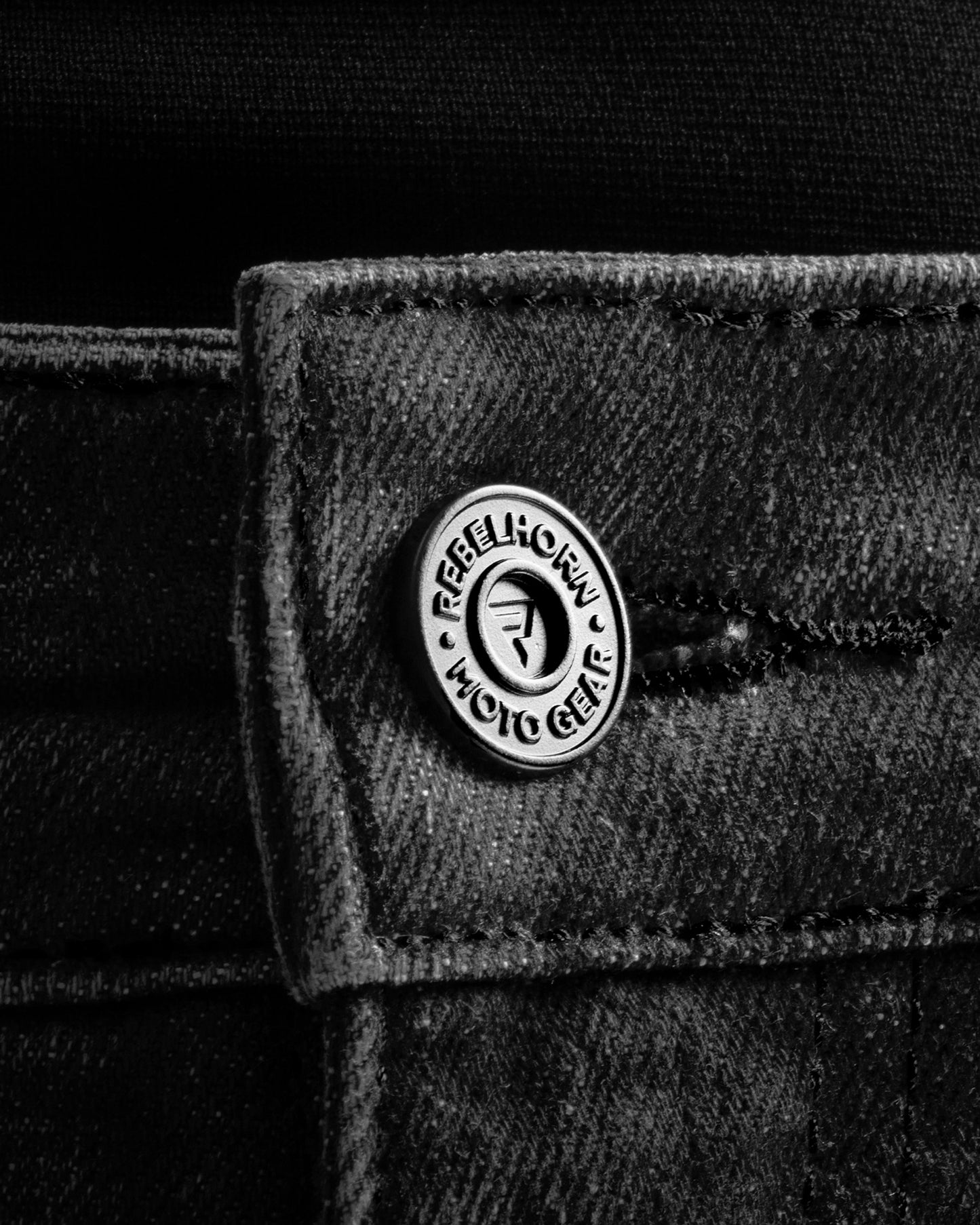 Classic Mono Motorradjeans Damen Schwarz Gewaschen