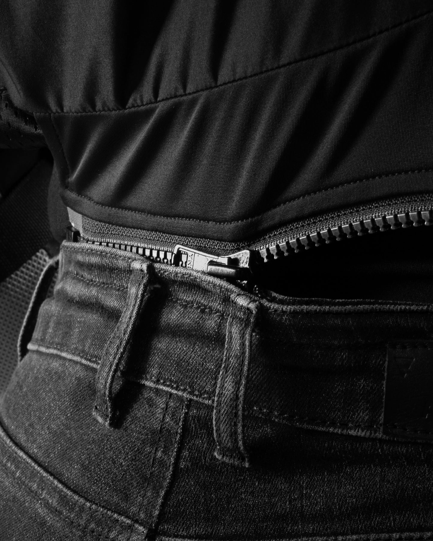 Classic Mono Motorradjeans Damen Schwarz Gewaschen