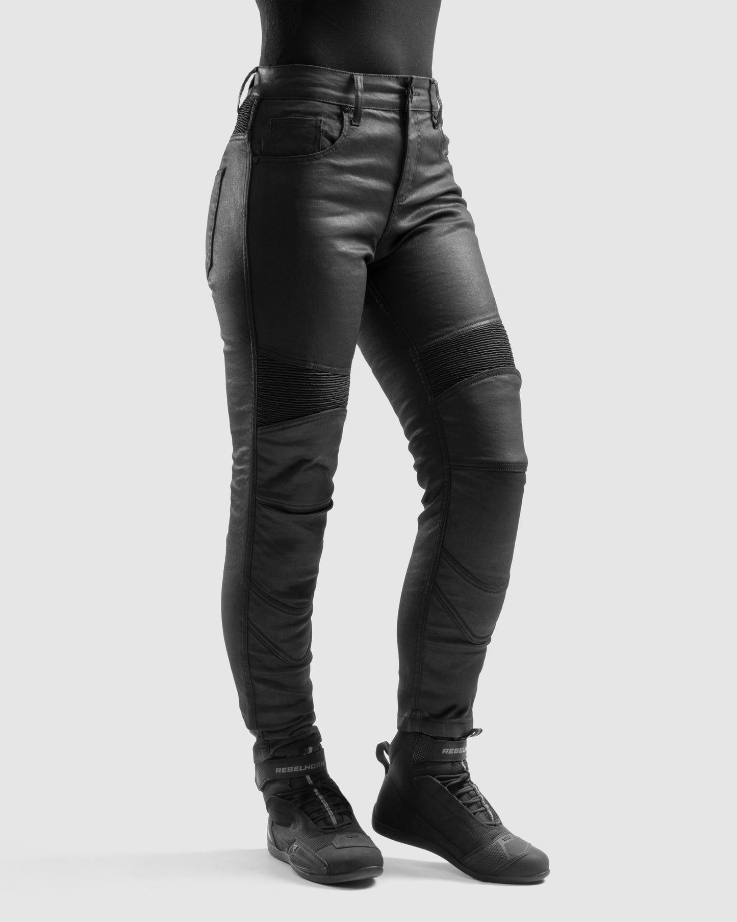 Roxy Motorradjeans Damen Slim Schwarz Gewachst