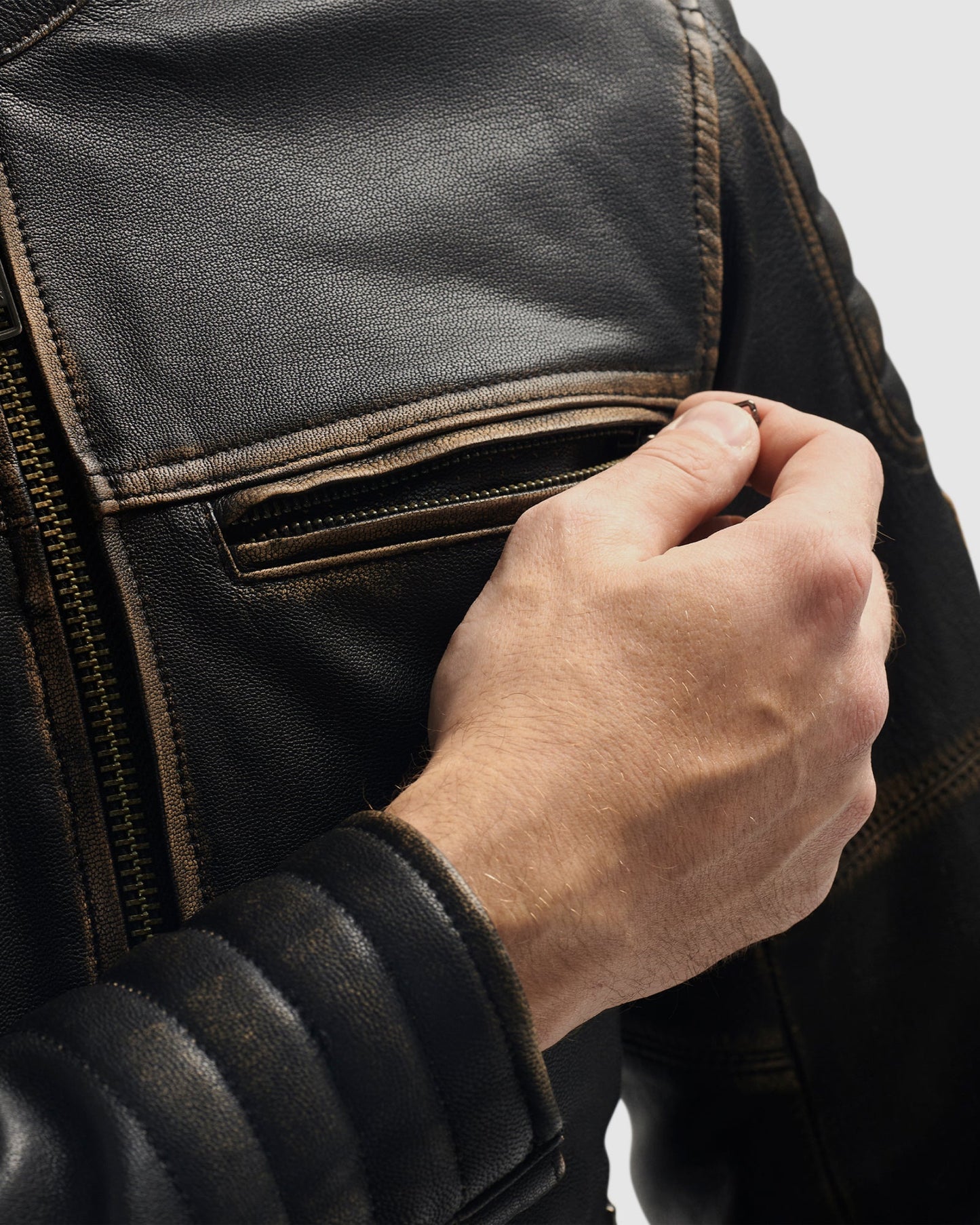 Hunter II Lederjacke Vintage Braun