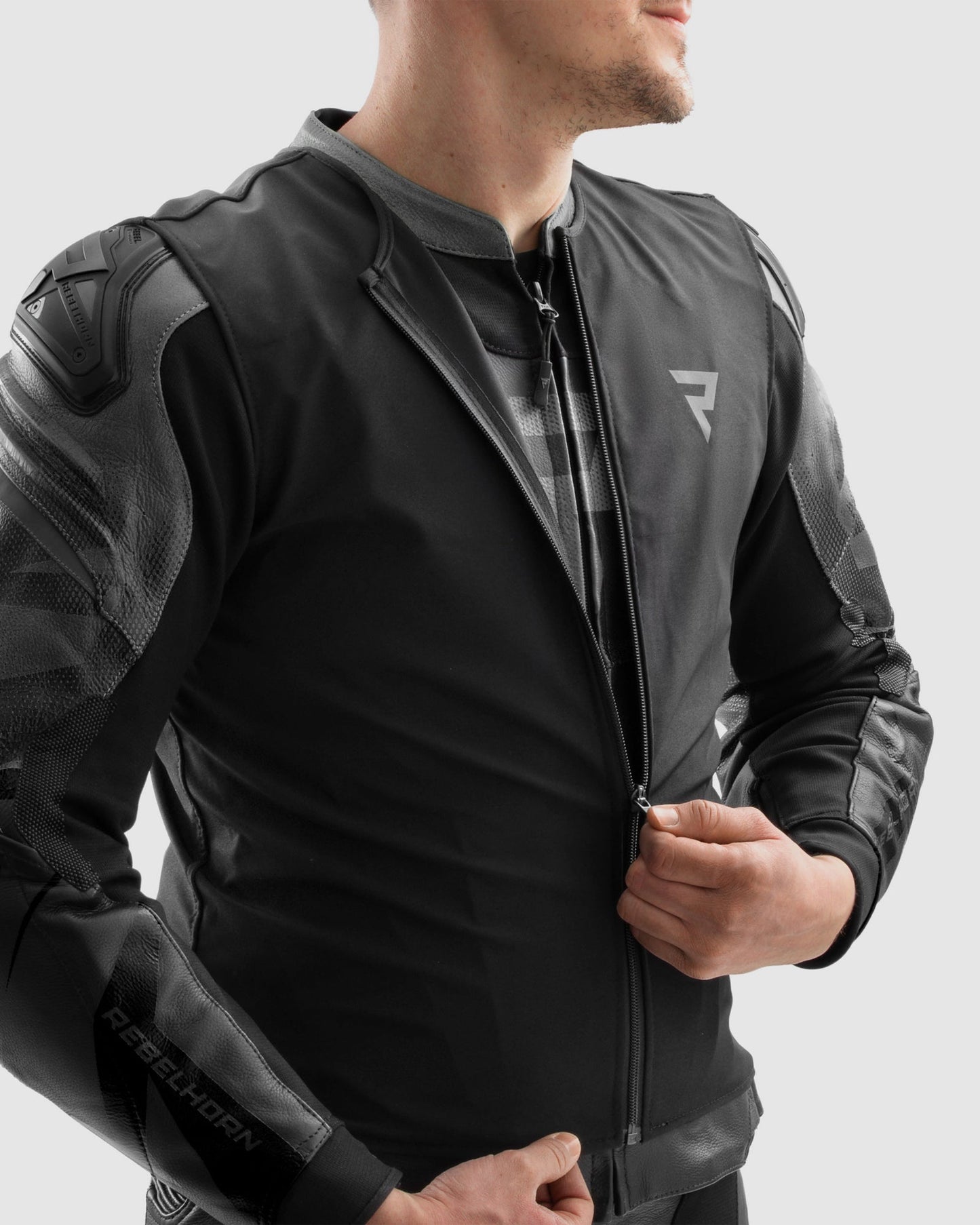 Inferno Leder-Motorradjacke Schwarz