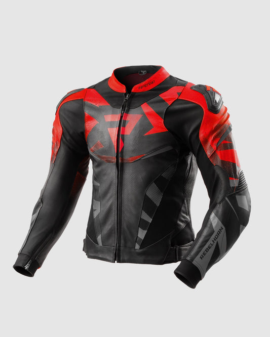 Inferno Leder-Motorradjacke Rot