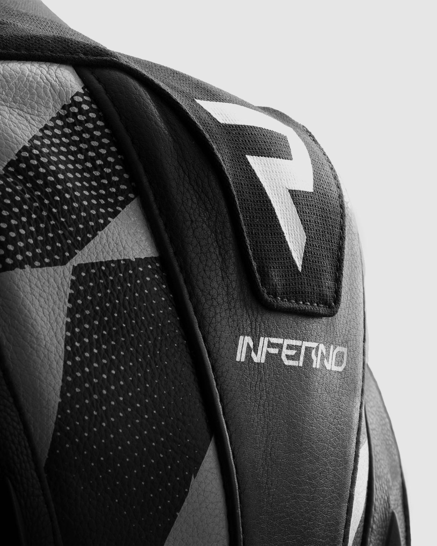 Inferno Leder-Motorradjacke Schwarz Weiß