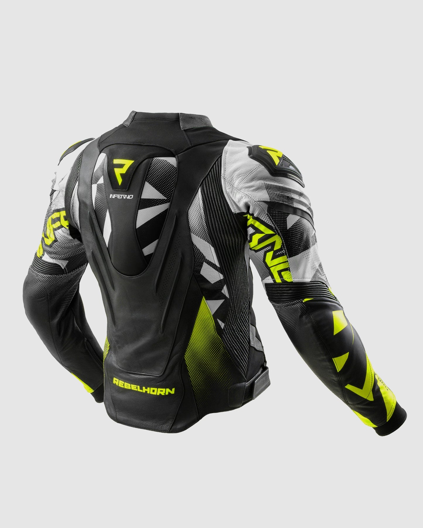 Inferno Leder-Motorradjacke Neongelb