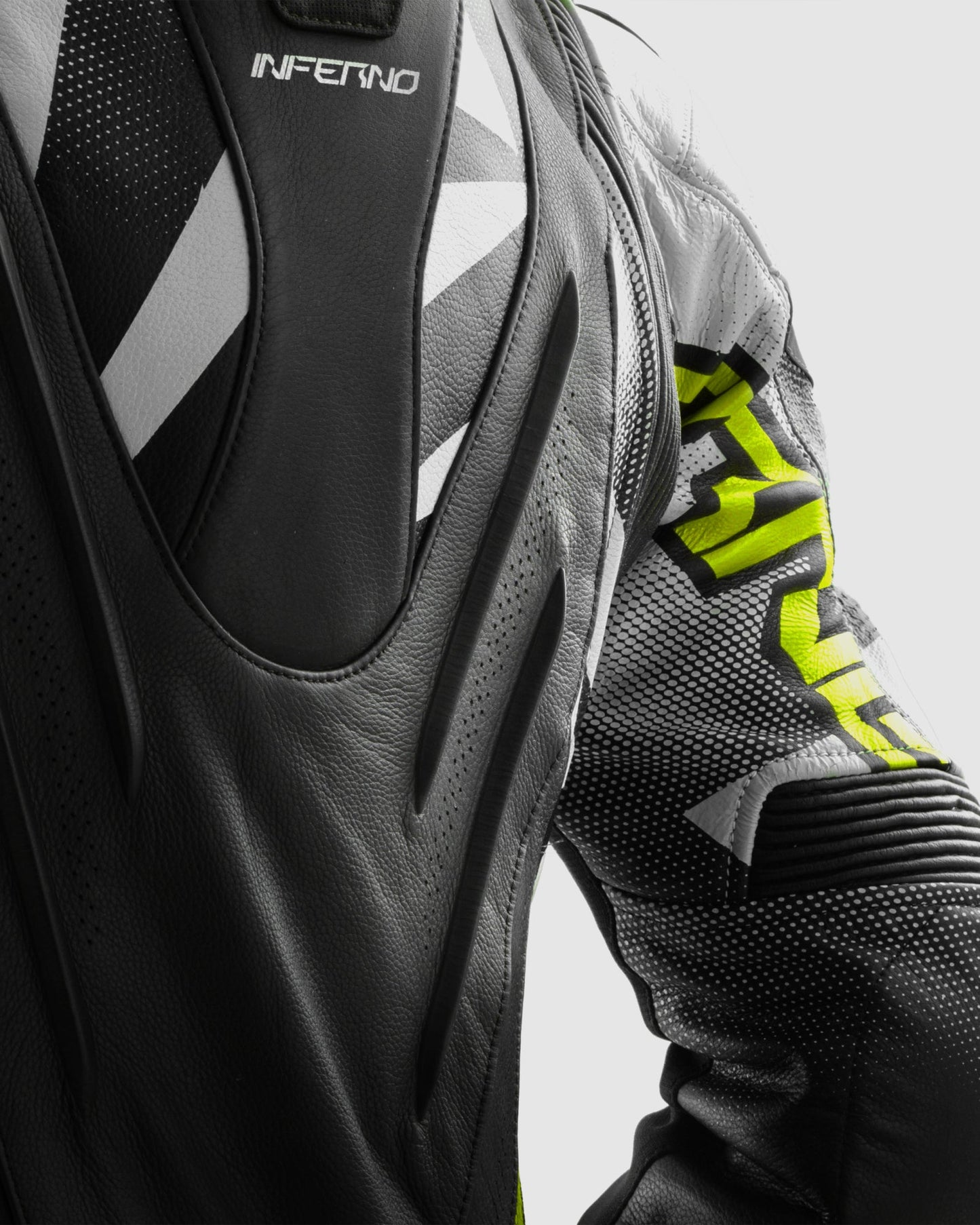 Inferno Leder-Motorradjacke Neongelb