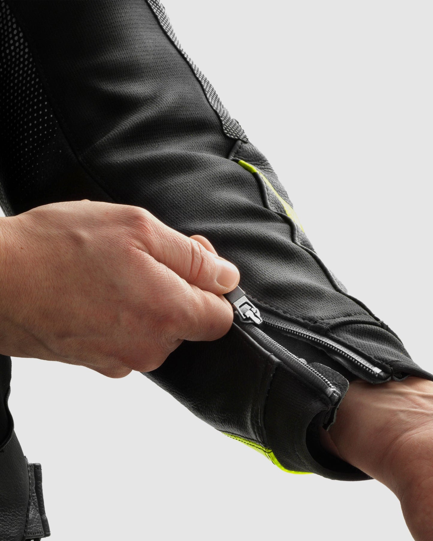 Inferno Leder-Motorradjacke Neongelb