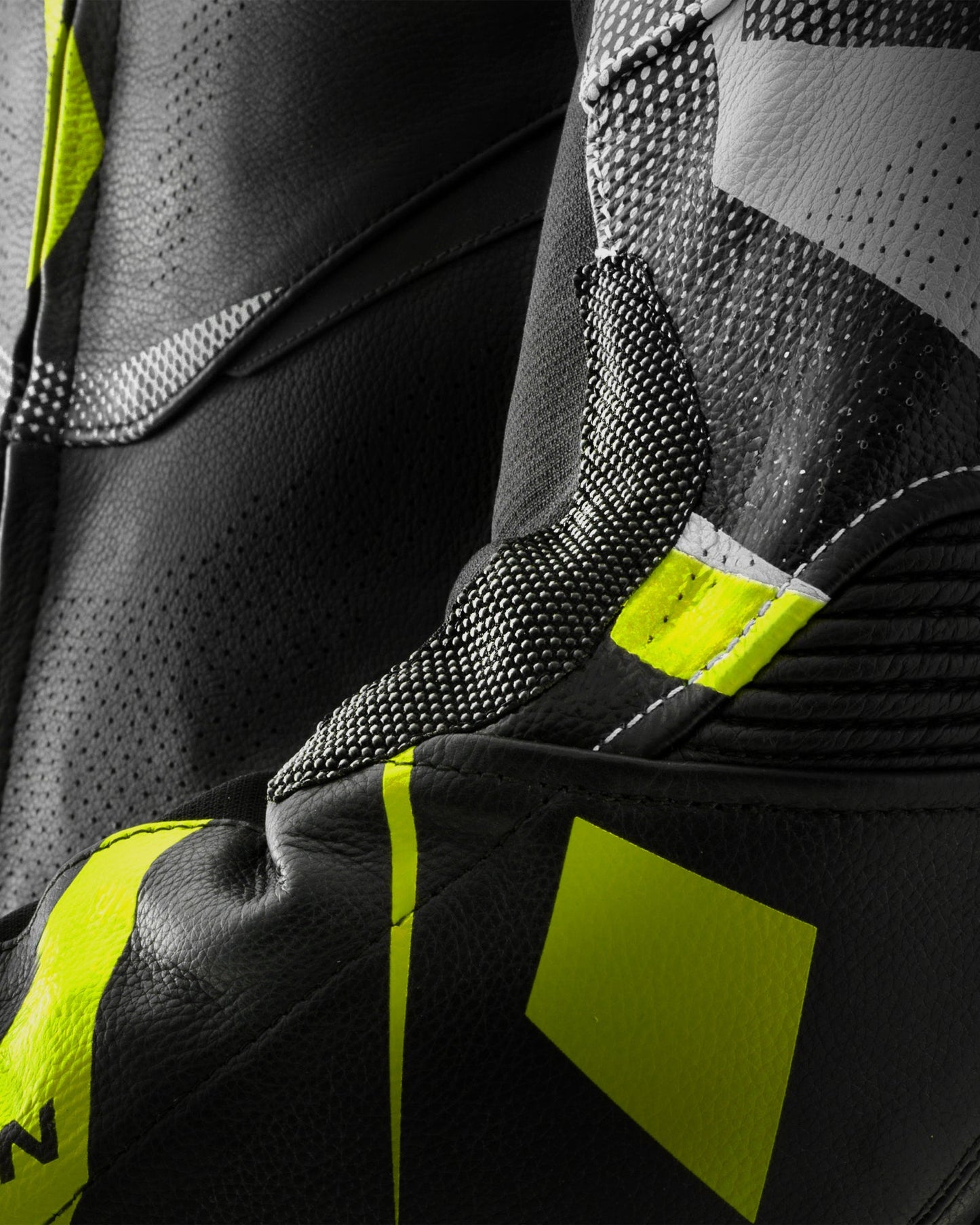 Inferno Leder-Motorradjacke Neongelb