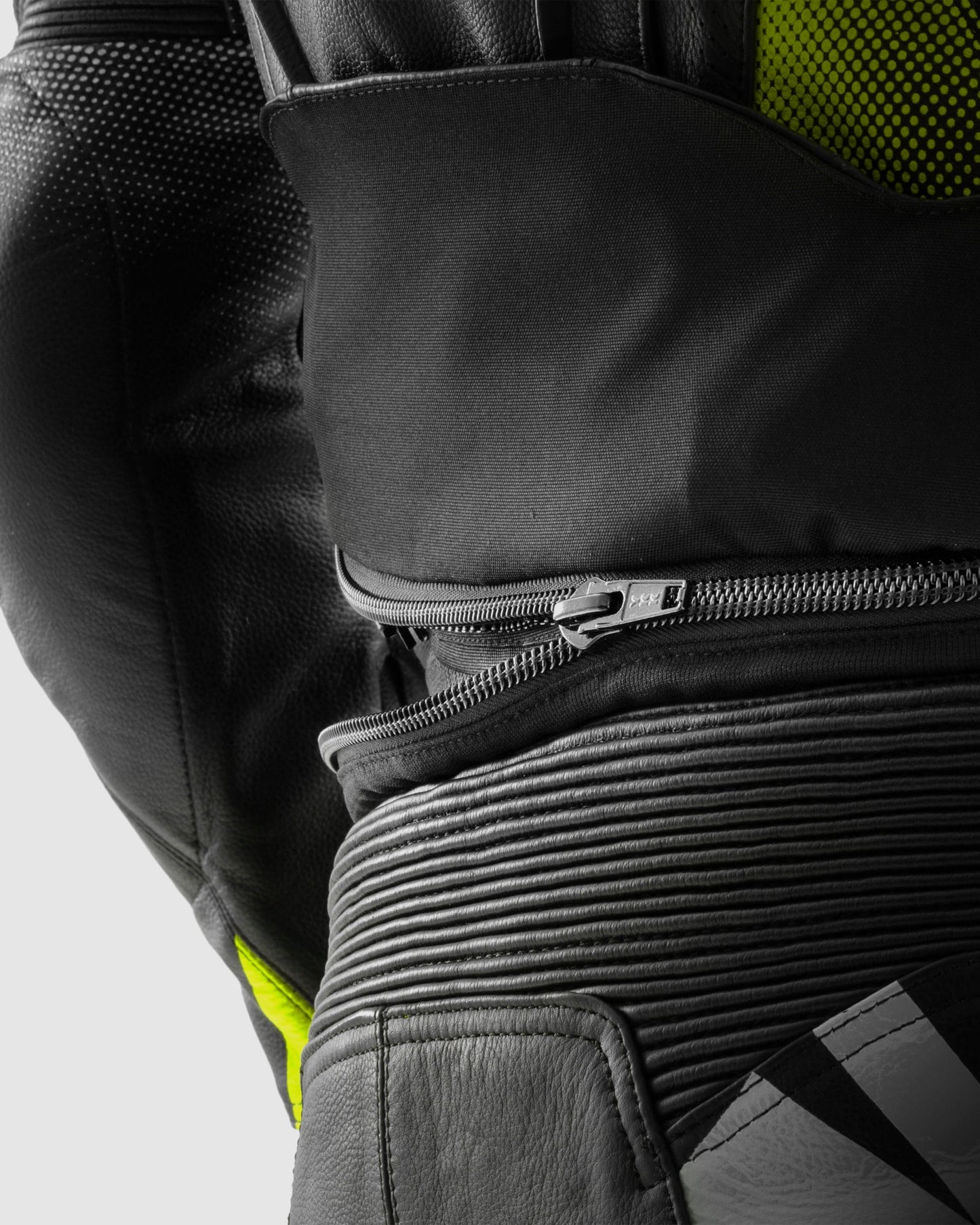 Inferno Leder-Motorradjacke Neongelb