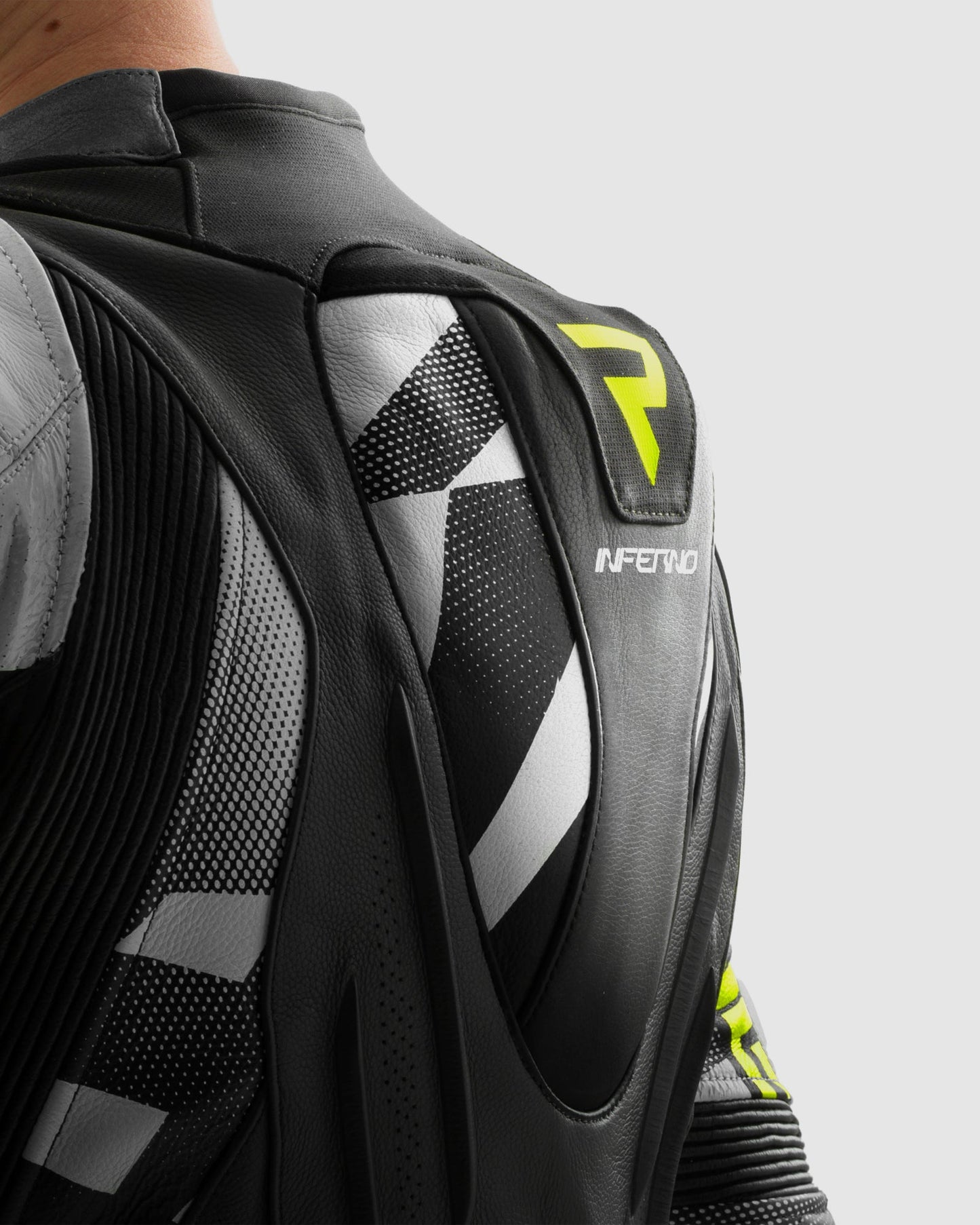 Inferno Leder-Motorradjacke Neongelb