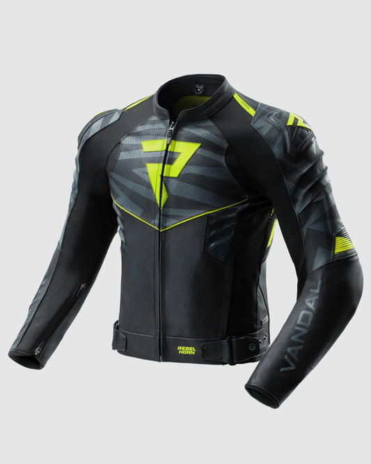 Vandal 2 Motorrad Lederjacke Fluo Gelb