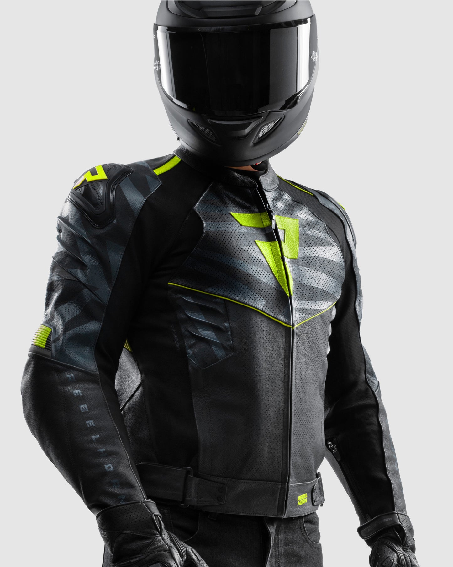 Vandal 2 Motorrad Lederjacke Fluo Gelb