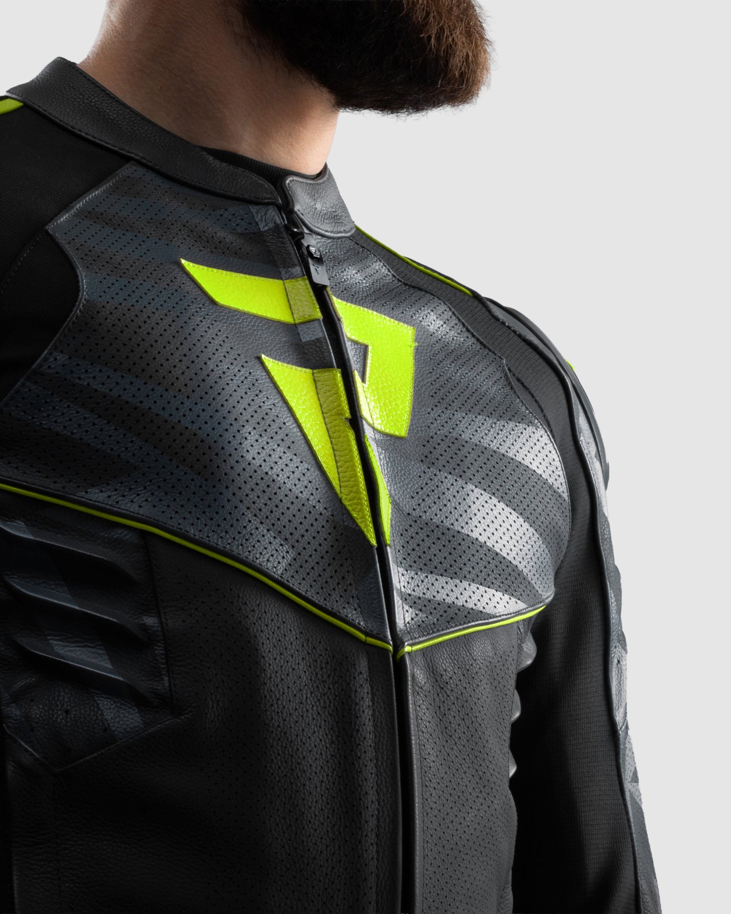 Vandal 2 Motorrad Lederjacke Fluo Gelb