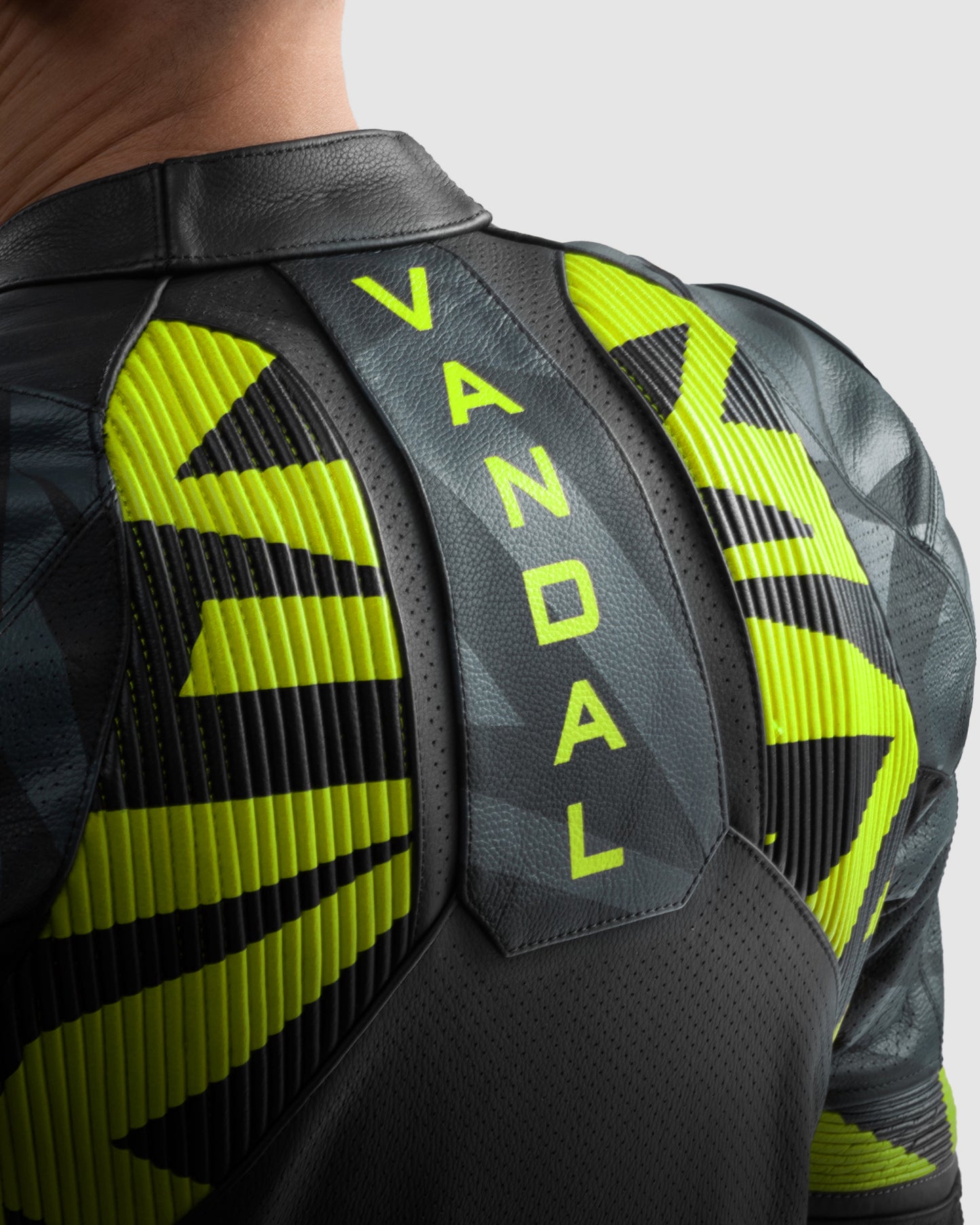 Vandal 2 Motorrad Lederjacke Fluo Gelb