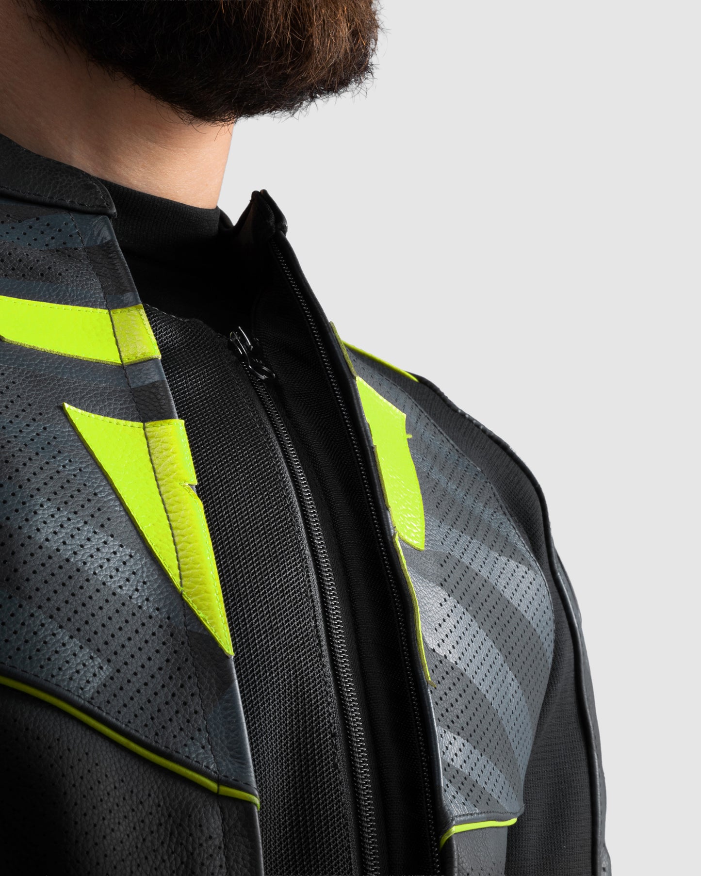 Vandal 2 Motorrad Lederjacke Fluo Gelb