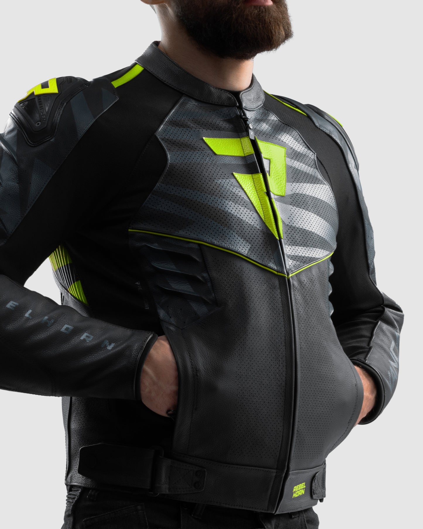 Vandal 2 Motorrad Lederjacke Fluo Gelb