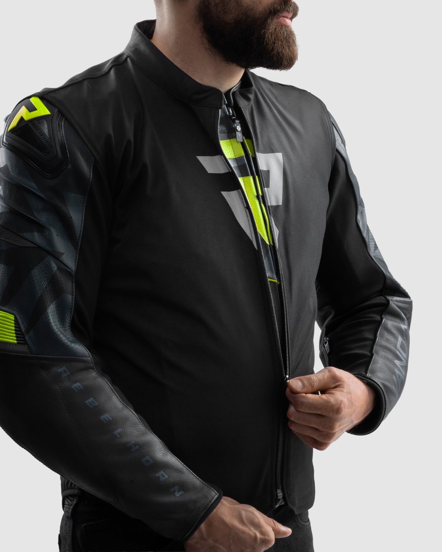 Vandal 2 Motorrad Lederjacke Fluo Gelb