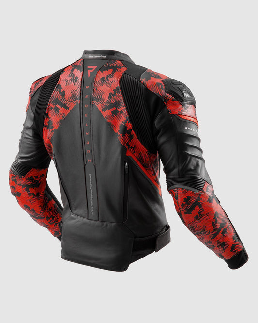 Veloce Leder-Motorradjacke Tarn Rot